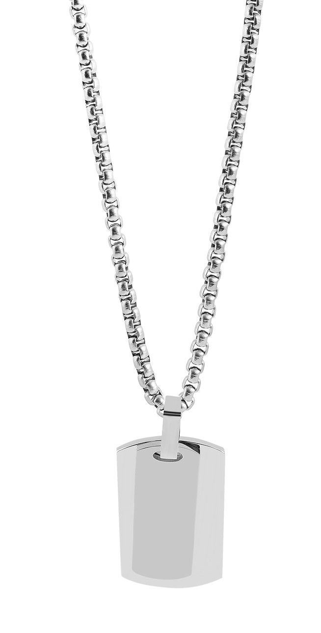 "Hudson" Edelstahl Dog-Tag Kette, 2 Anhänger, 60 cm, silberfarbig