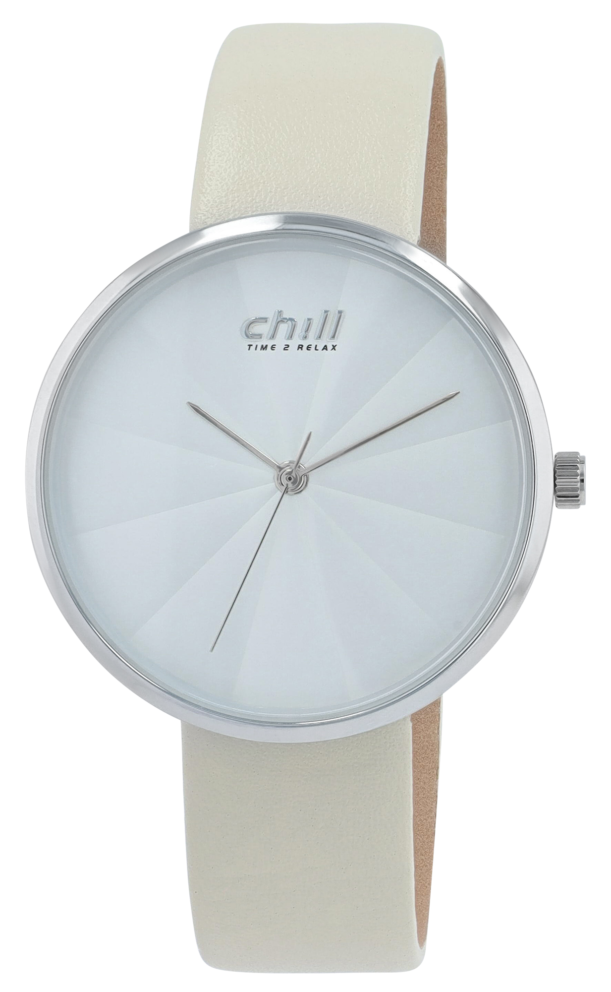 Chill, Damenuhr mit Lederimitat, Ø 36 mm, elfenbeinweiß/ silberfarben
