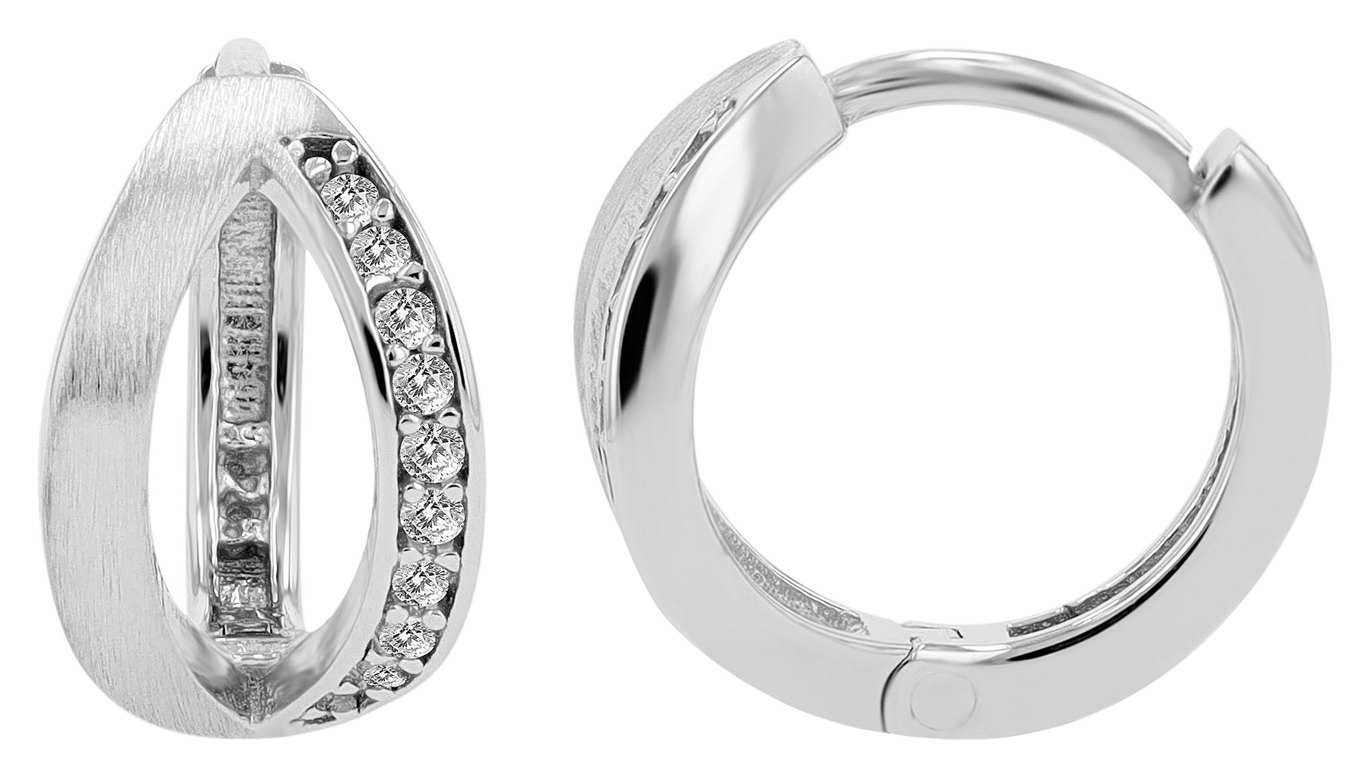 925/- Echt Silber Klapp-Creolen "Oleandra", matt/poliert