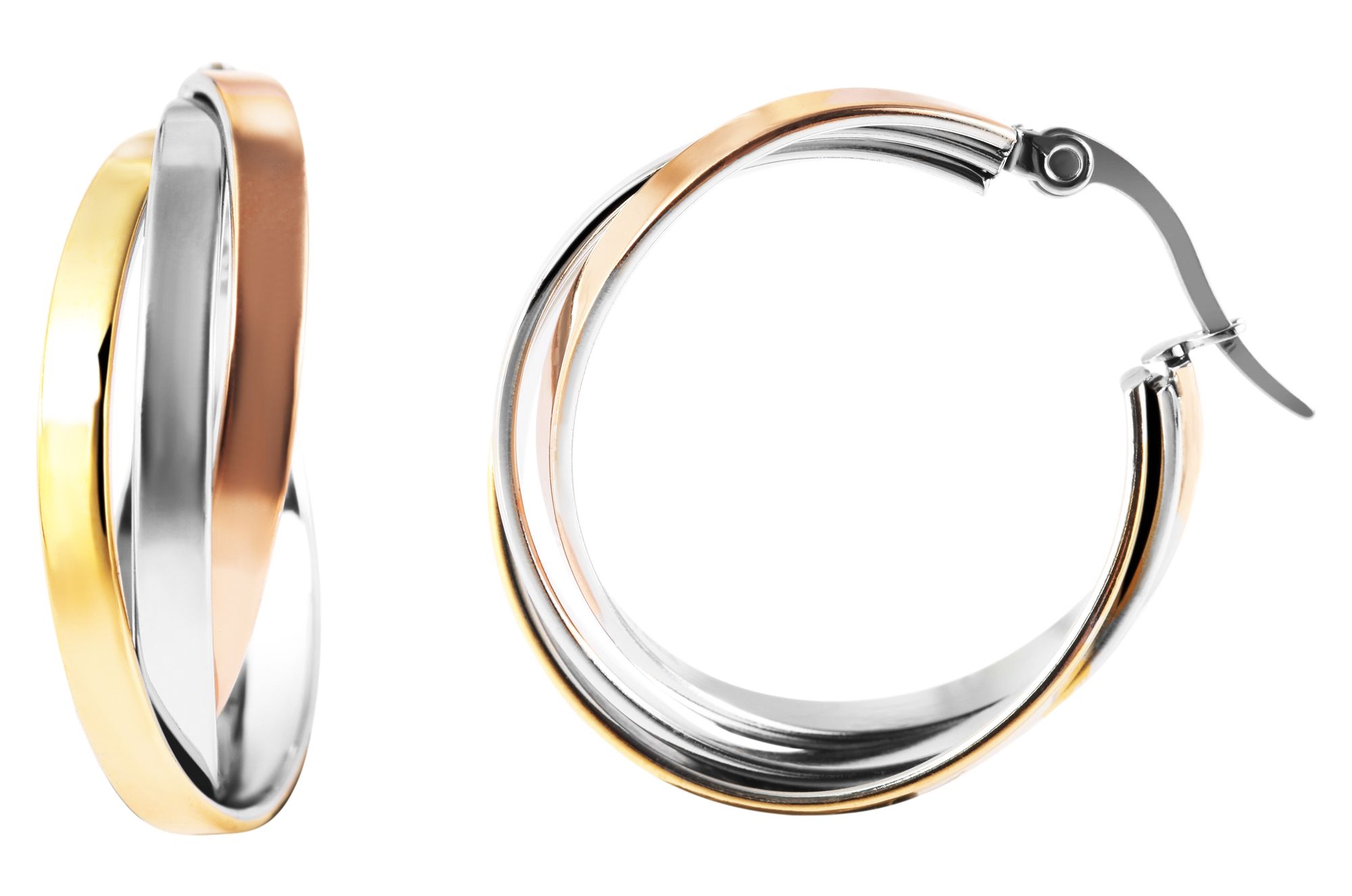 Akzent Edelstahlcreolen, tricolor