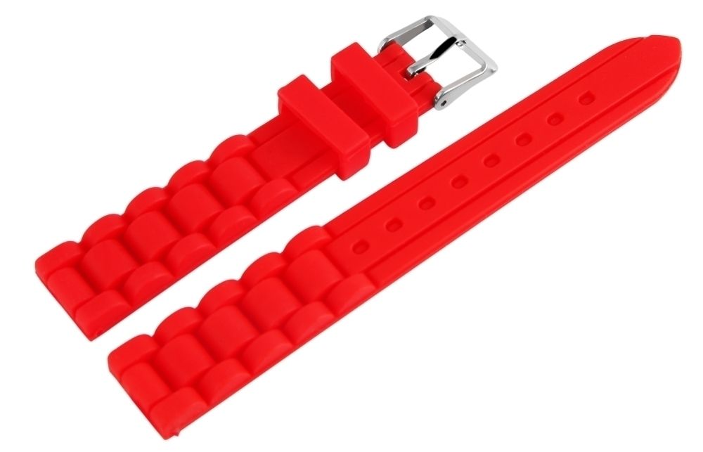 Silikon Uhrenarmband , rot , 16 mm