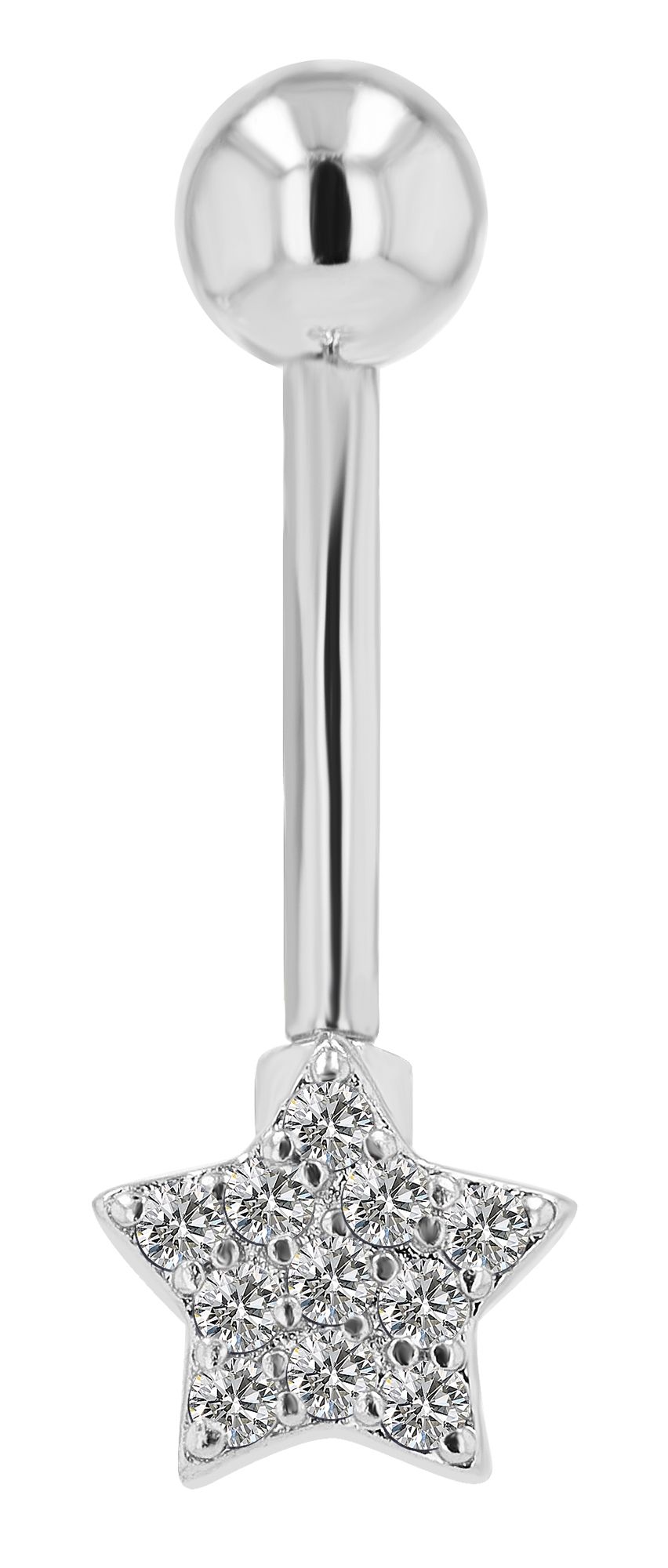 "Dori" 316L Edelstahl-Messing Bauchnabelpiercing, Stern, Stabstärke 1,6 mm/ Länge 11 mm