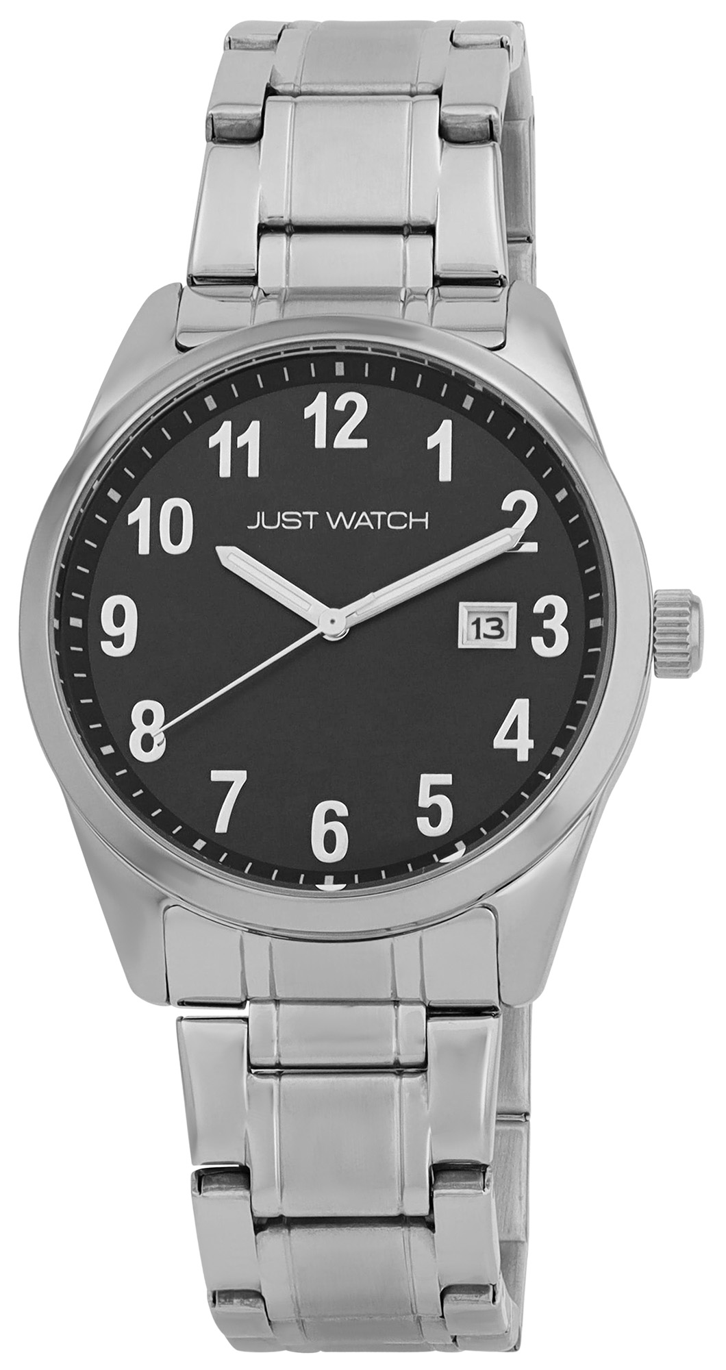 JUST WATCH Herrenuhr "Liam" mit Edelstahlband, Ø 42 mm, silberfarben/schwarz, 5ATM