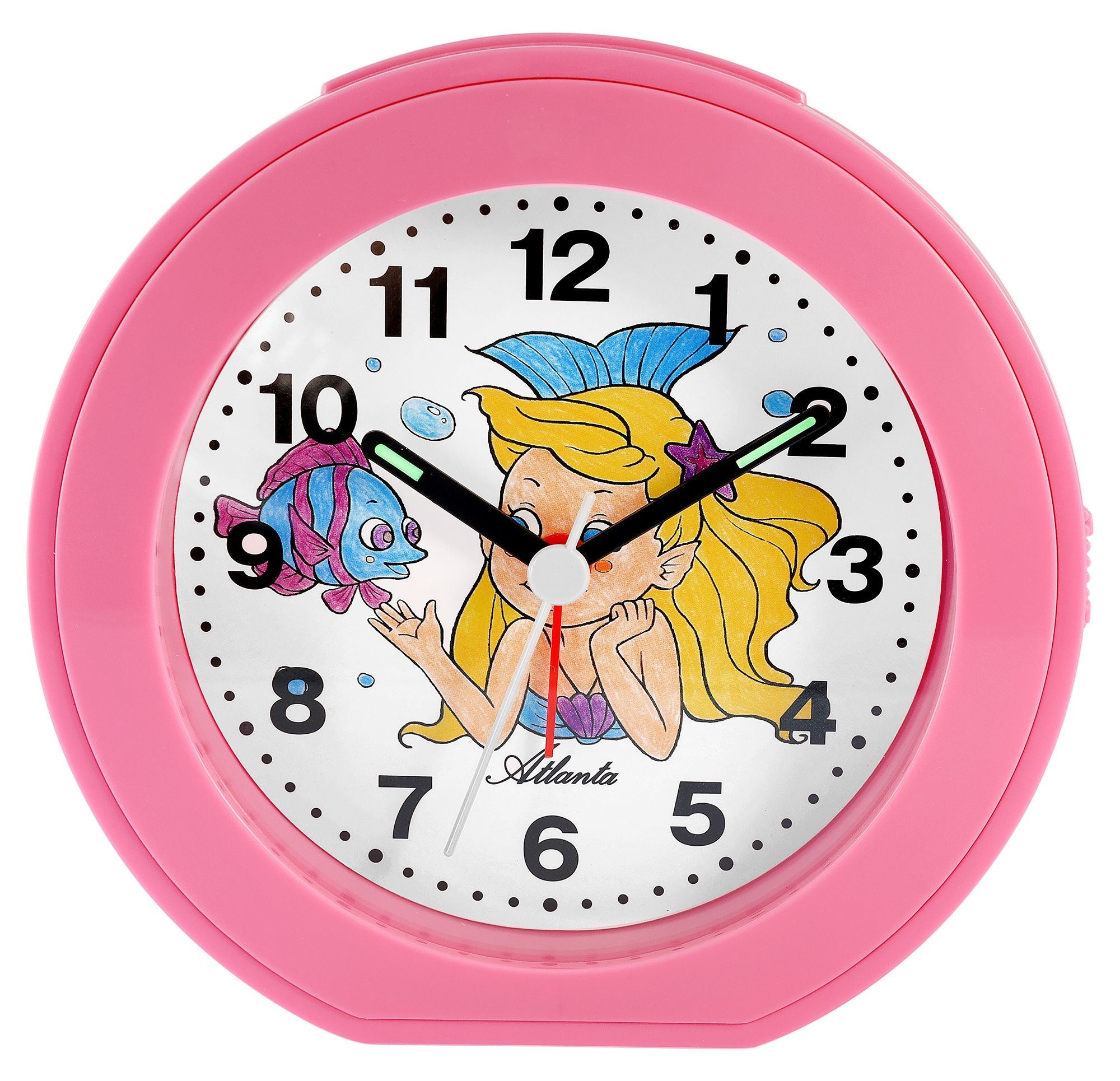 Atlanta Quarzwecker "Meerjungfrau", schleichende Sekunde, Weckwiederholung, Licht, ansteigendes Wecksignal