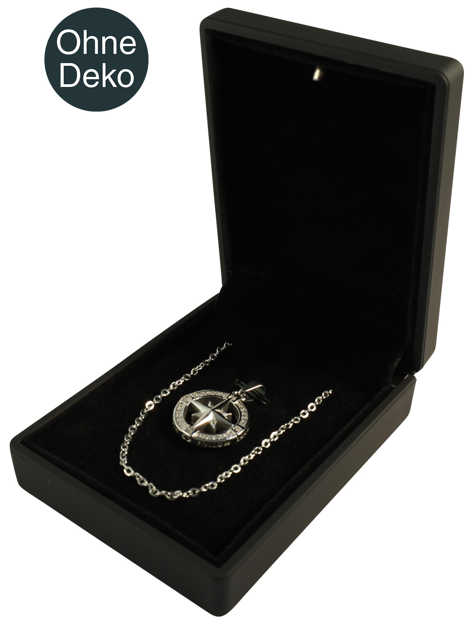 Schmuckboxen mit Licht (Kette/ Anhänger), 7 x 9 cm, Kunststoff, schwarz, VE10