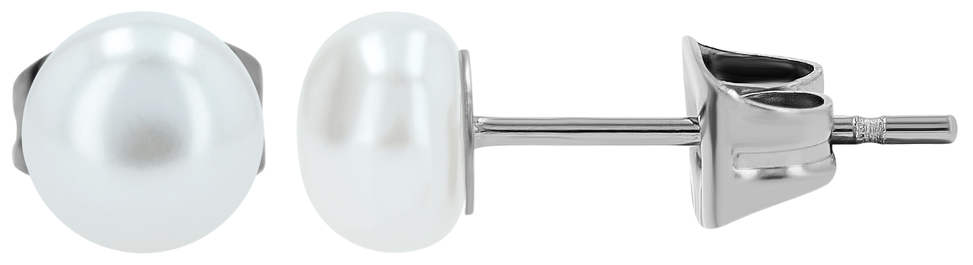 "Irmi" Edelstahl Perlen-Ohrstecker (Imitationsperle), Ø 6 mm
