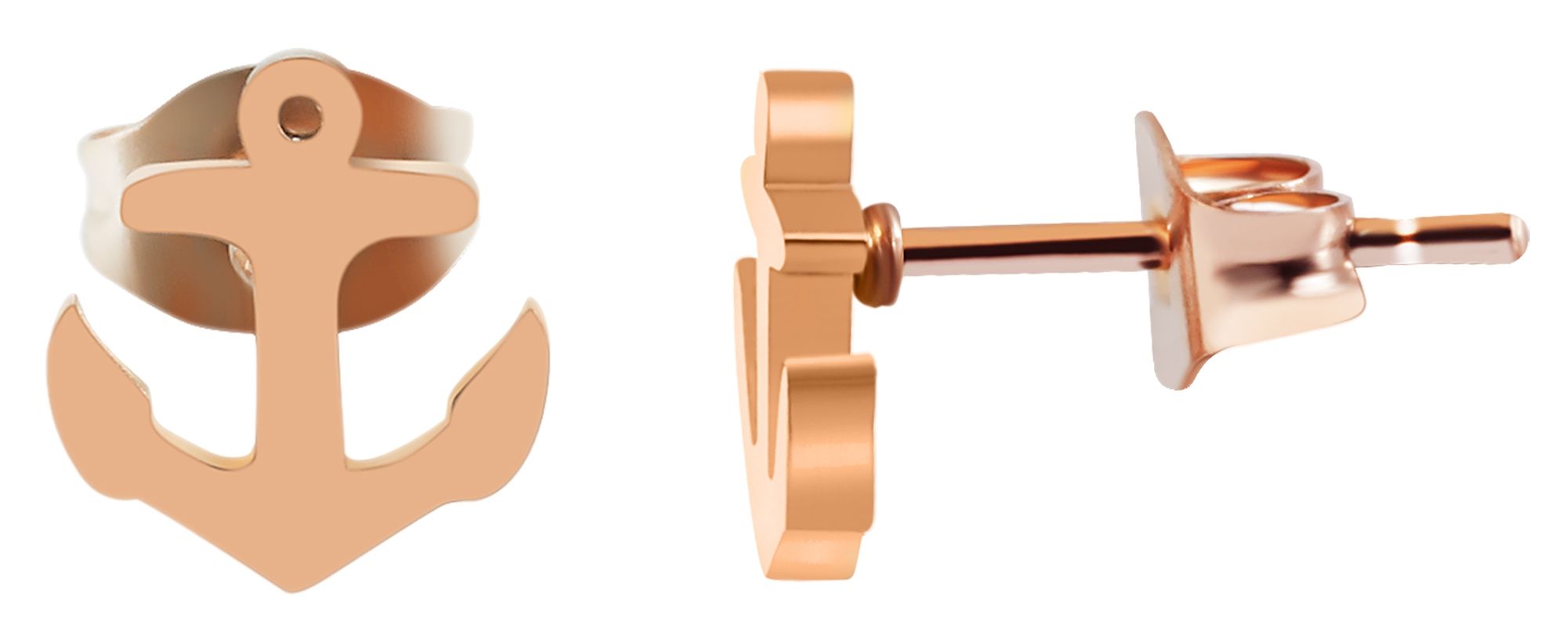 "Piret" Edelstahl Ohrstecker - Anker, roségoldfarben