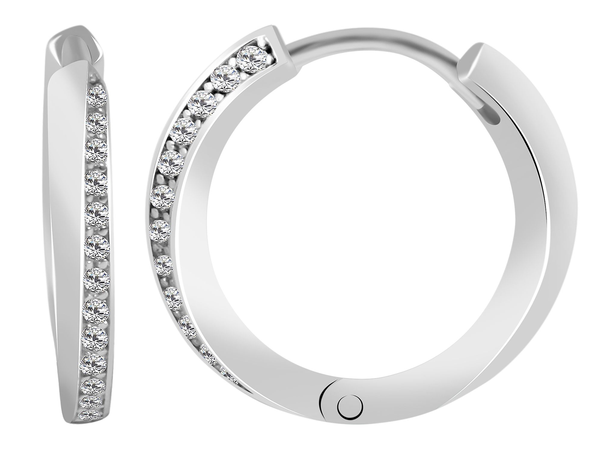 925/- Echt Silber Klapp-Creolen "Alette" mit Zirkoniabesatz, 925/rhodiniert