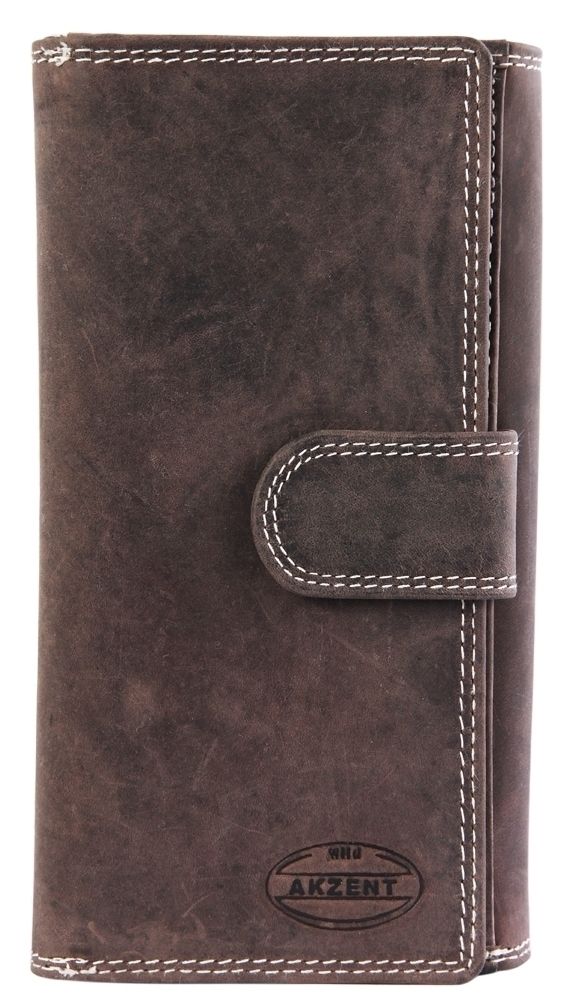 Akzent Damen Geldbörse aus Echtleder in braun. Format 18 x 10 cm.