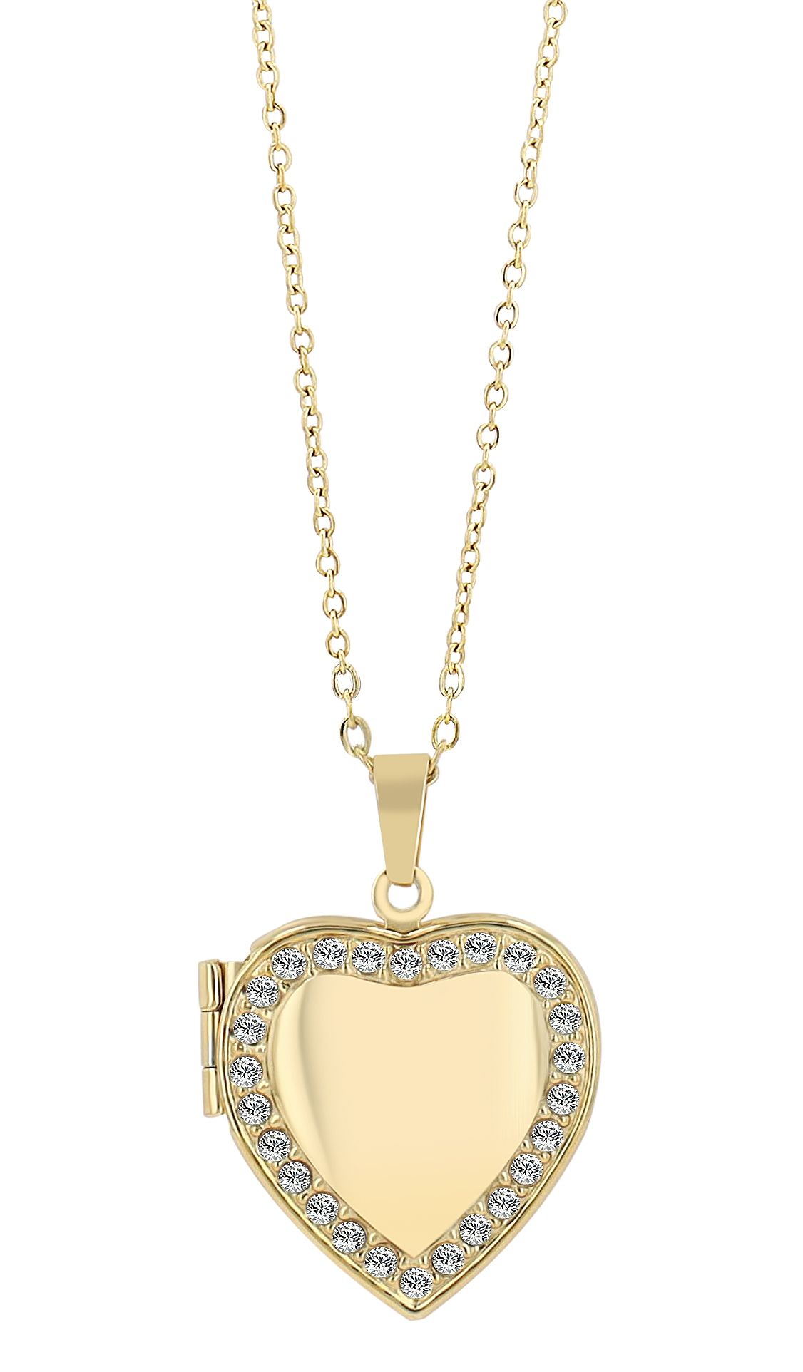 Akzent Medaillonkette aus Edelstahl, Herzform, 45+5 cm, goldfarben