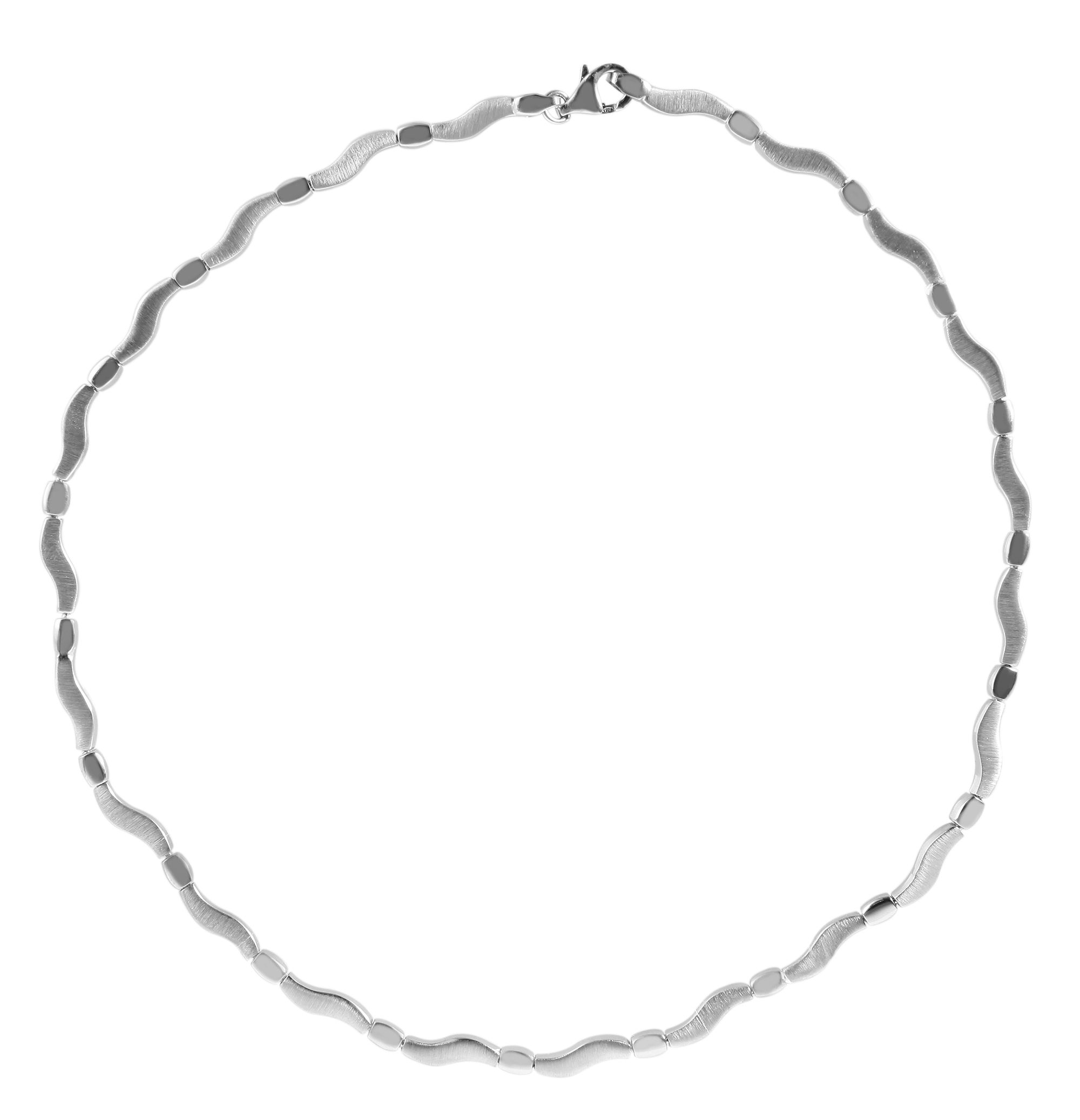925/- Echt Silber Halskette "Calla", matt/poliert, 925/rhodiniert