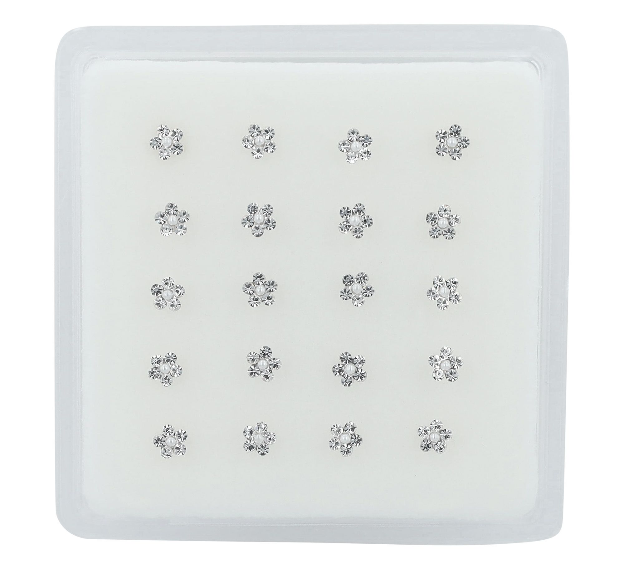 "Volma" I-förmiger Nasenstecker/ Nasenpiercing , 925/- Echt Silber, rhodiniert, Blüte, VE-20 Stück