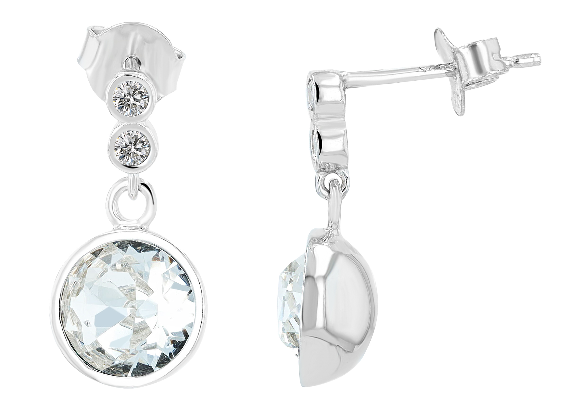 "Kristin" 925/- Echt Silber Ohrhänger, silberfarben mit Zirkonia (weiß)