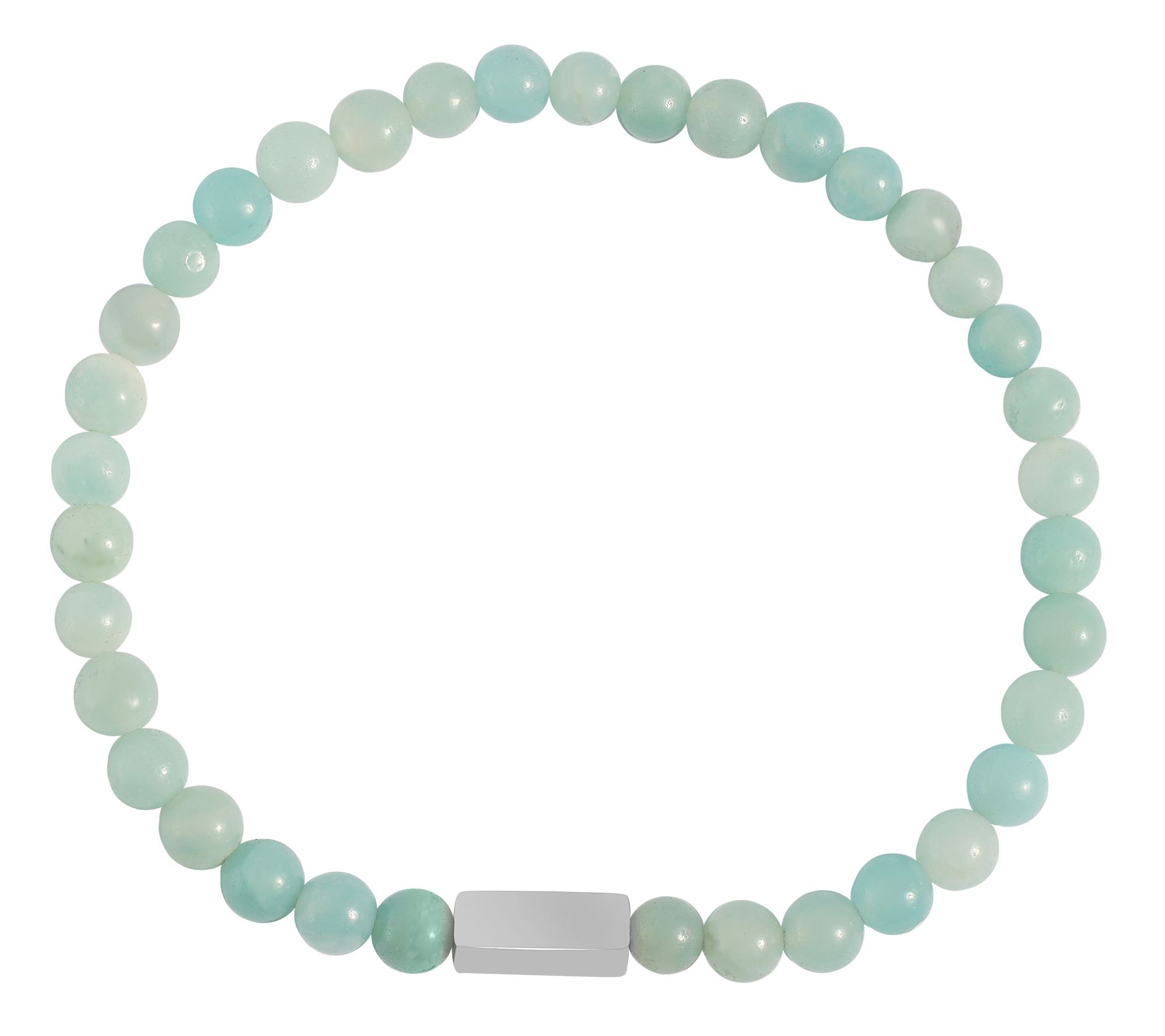 "Elysia" Kugelarmband, Naturstein (amazonite), gravurfähiges Edelstahlelement - silberfarben