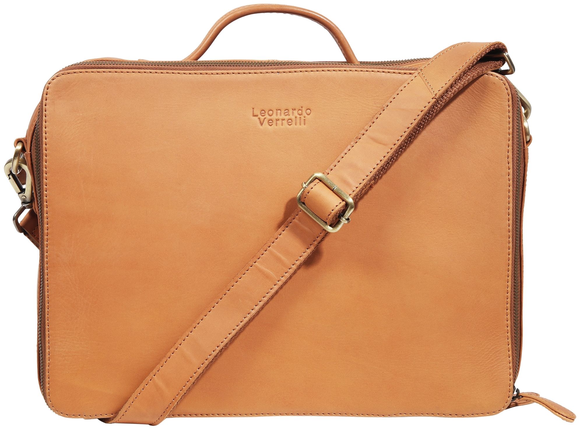 Leonardo Verrelli Echt Leder Tasche Laptoptasche Businesstasche, Braun