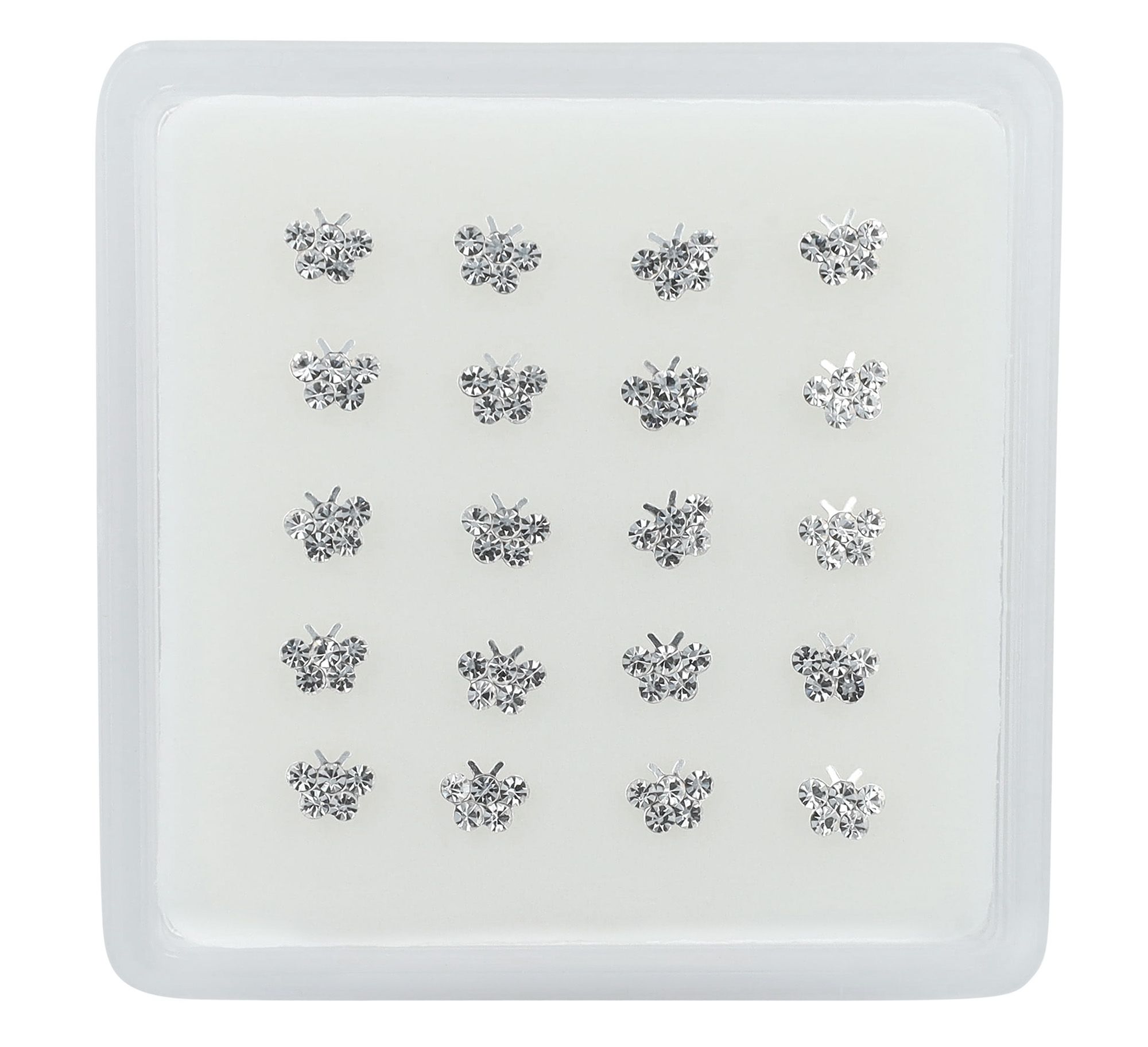 "Volla" I-förmiger Nasenstecker/ Nasenpiercing , 925/- Echt Silber, rhodiniert, Schmetterling, VE-20 Stück