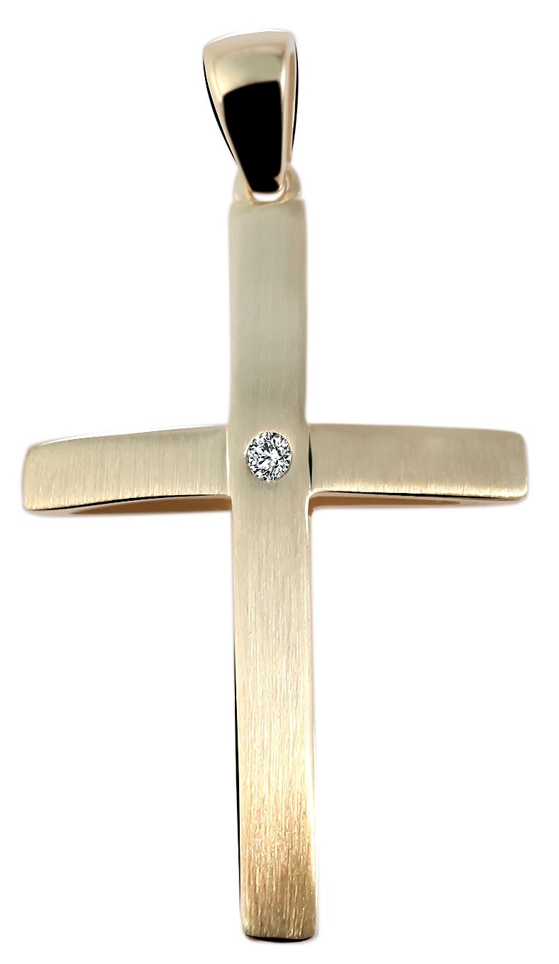375/- Gold Anhänger "Darlien" ohne Kette, Kreuz mit Zirkoniabesatz, 9 Karat, Gelbgold