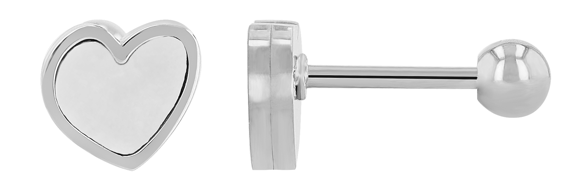 "Sarang" Edelstahl Ohrstecker/-piercing - Herz, silberfarben/ Perlmutt