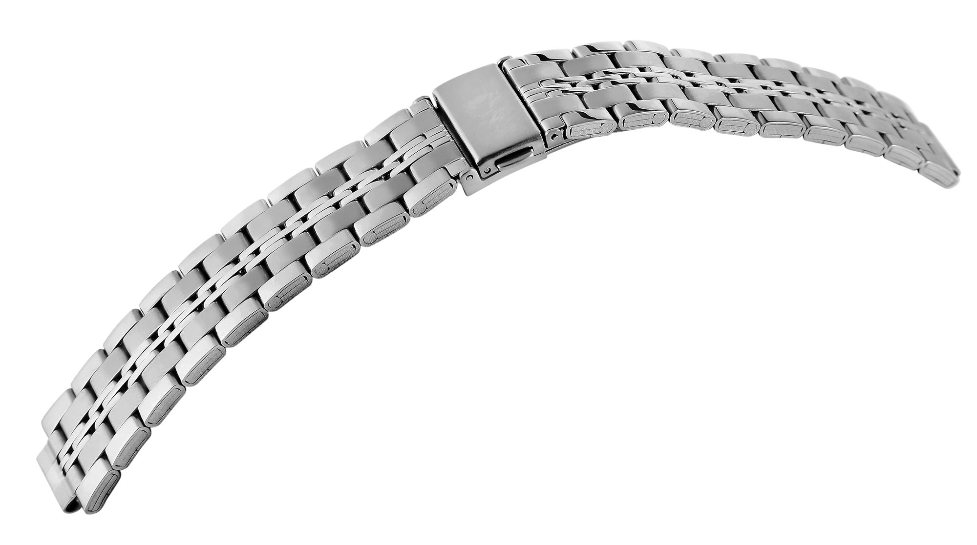 Edelstahl-Uhrenarmband mit Faltschließe, silberfarben, 18 mm