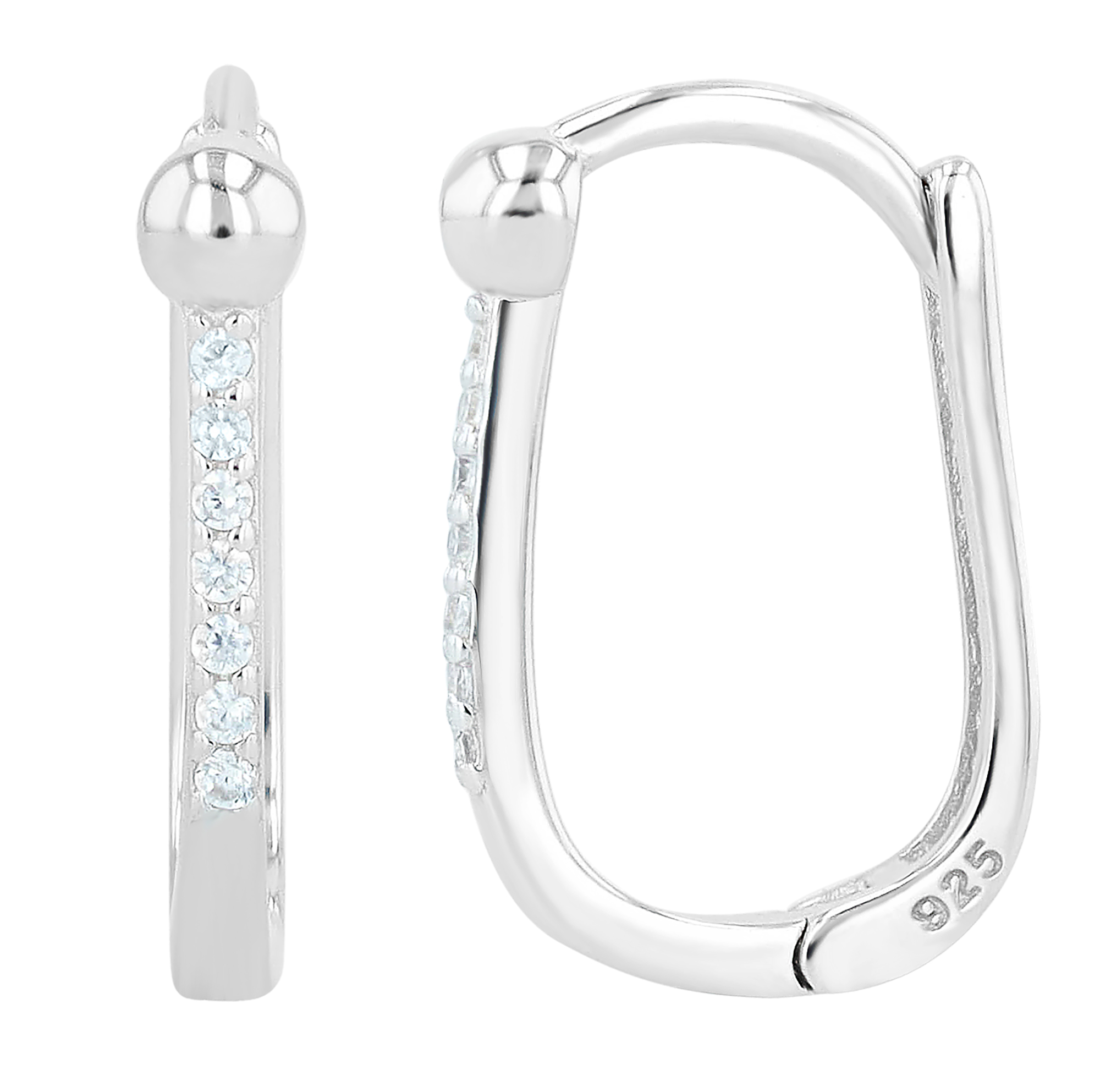 "Lumière", 925/- Echt Silber Creolen mit Zirkonia, silberfarben rhodiniert