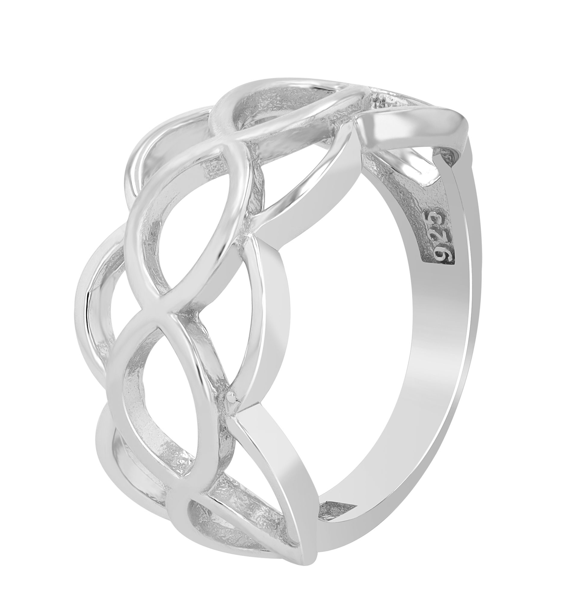 "Estrid" 925/- Echt Silber Damenring, matt & poliert, rhodiniert, Gr. 54