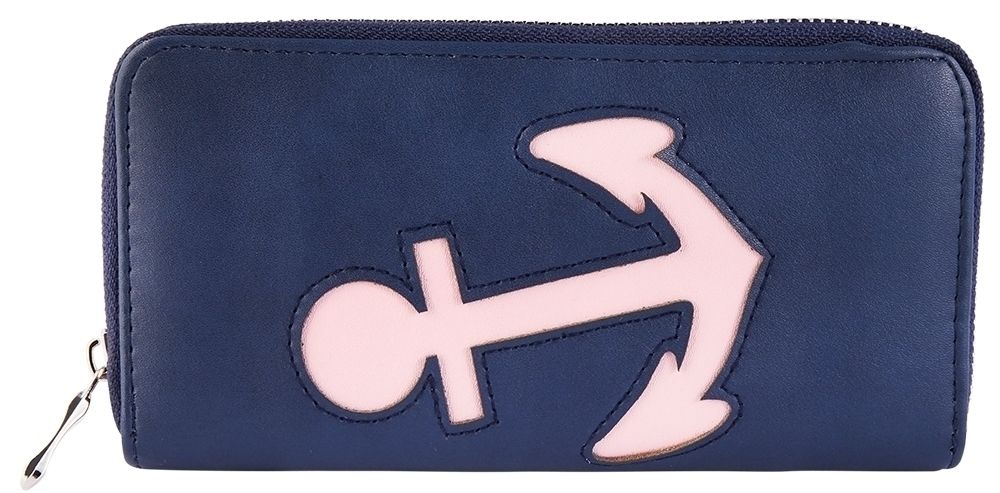 Cham Cham Damen Geldbörse aus Lederimitation mit Anker, dunkelblau/rosa