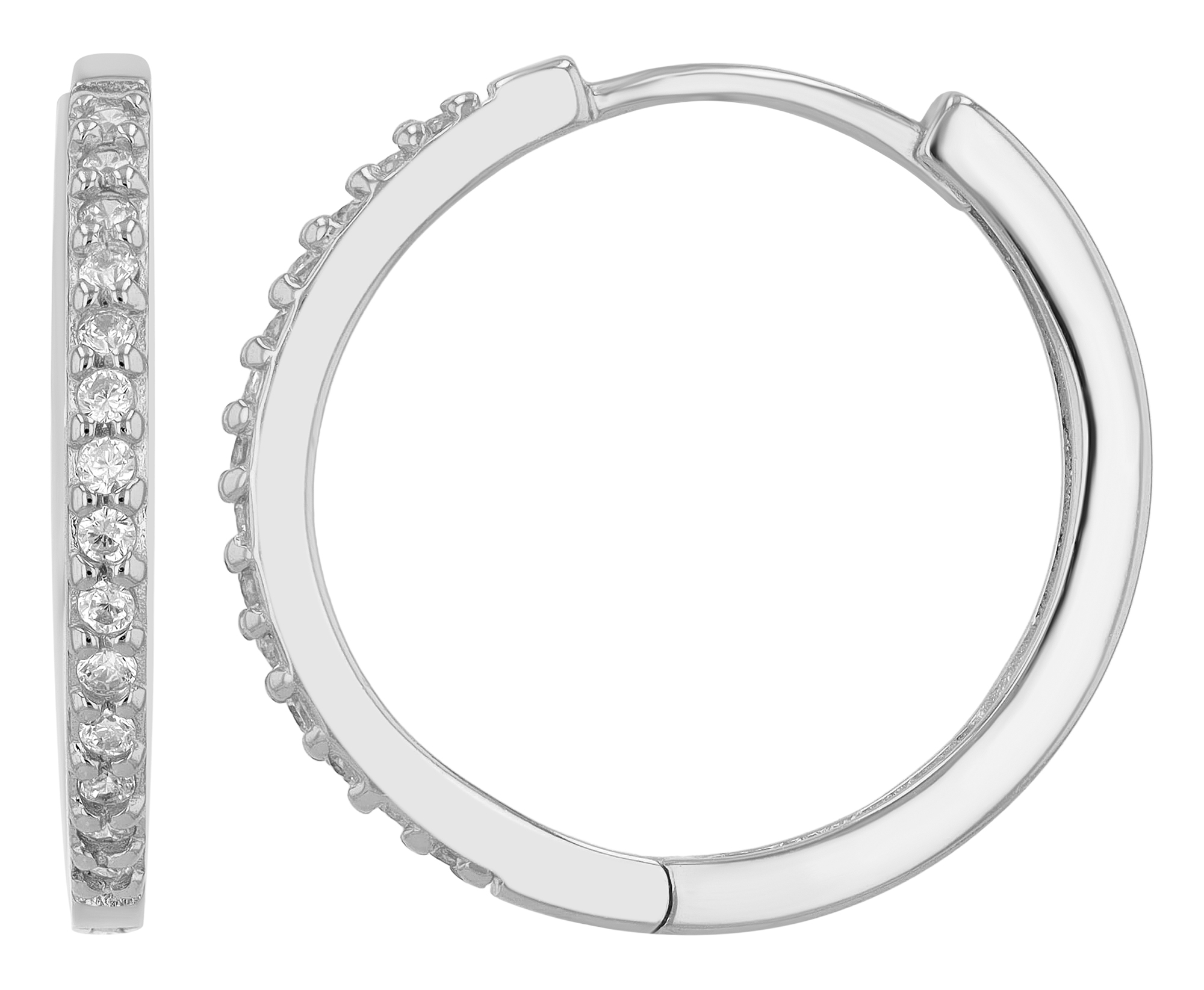 "Preti" 925/- Echt Silber Creolen Ø 20 mm, Zirkoniabesatz, silberfarben rhodiniert