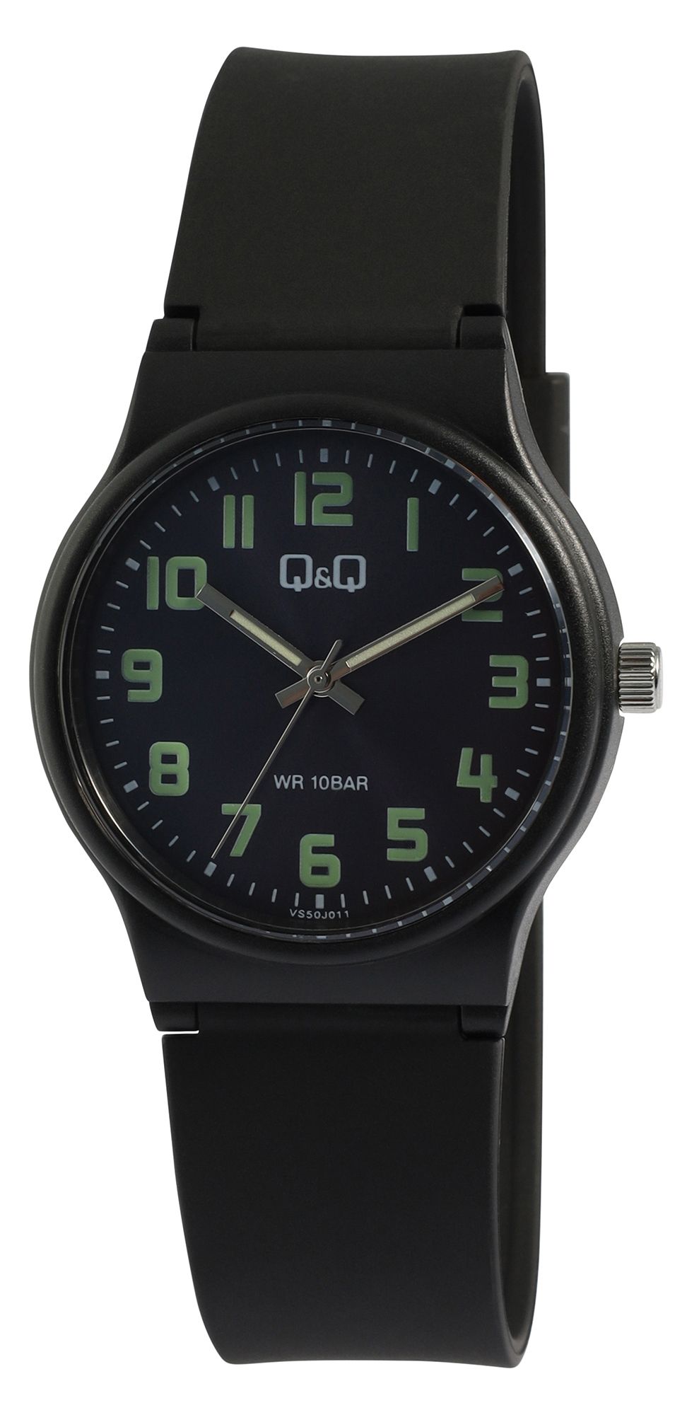 Q&Q Herren-/ Jugenduhr, Silikonband, Ø 38 mm, schwarz