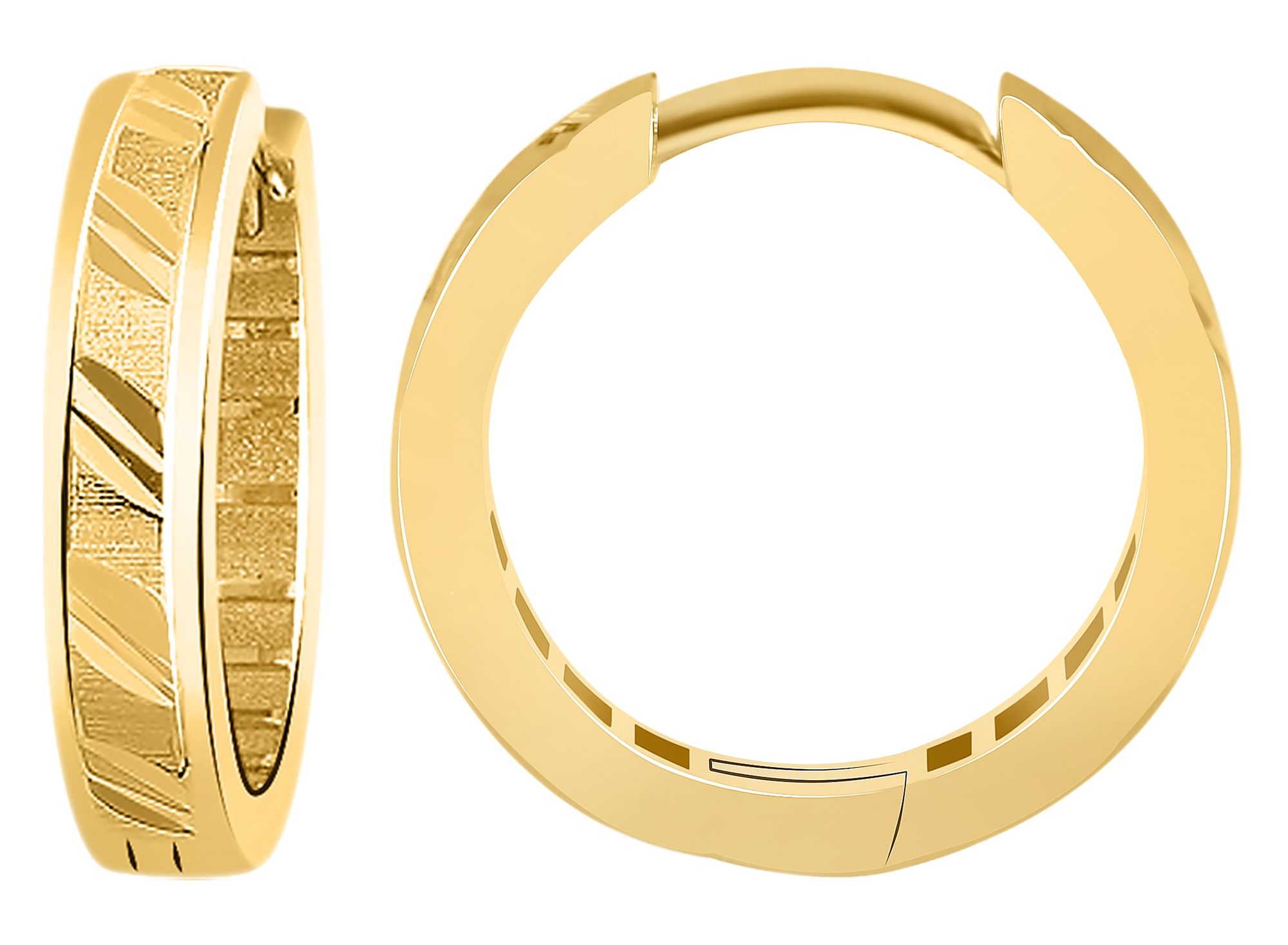 333/- Gold "Ilvie" Klapp-Creolen, Diamantschliff, Gelbgold, 8 Karat