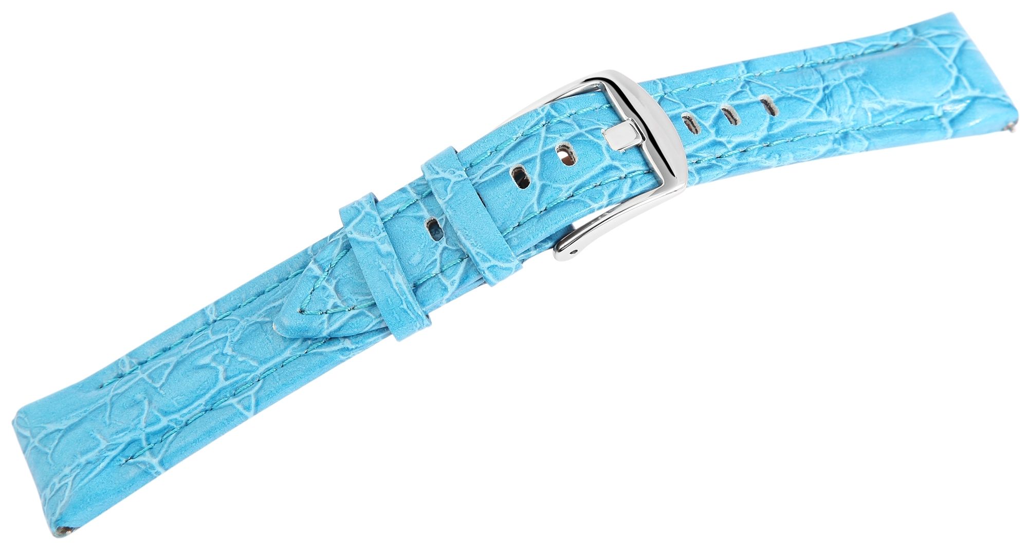 Echtleder-Uhrenarmband, hellblau, 22 mm