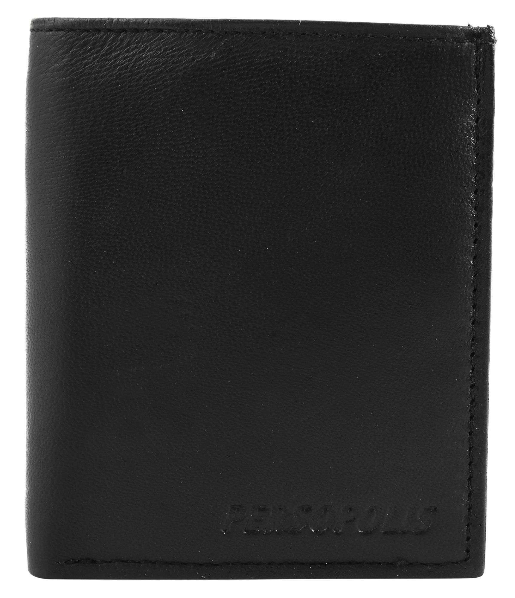 Persopolis Echt Leder Geldbörse, Hochformat, schwarz