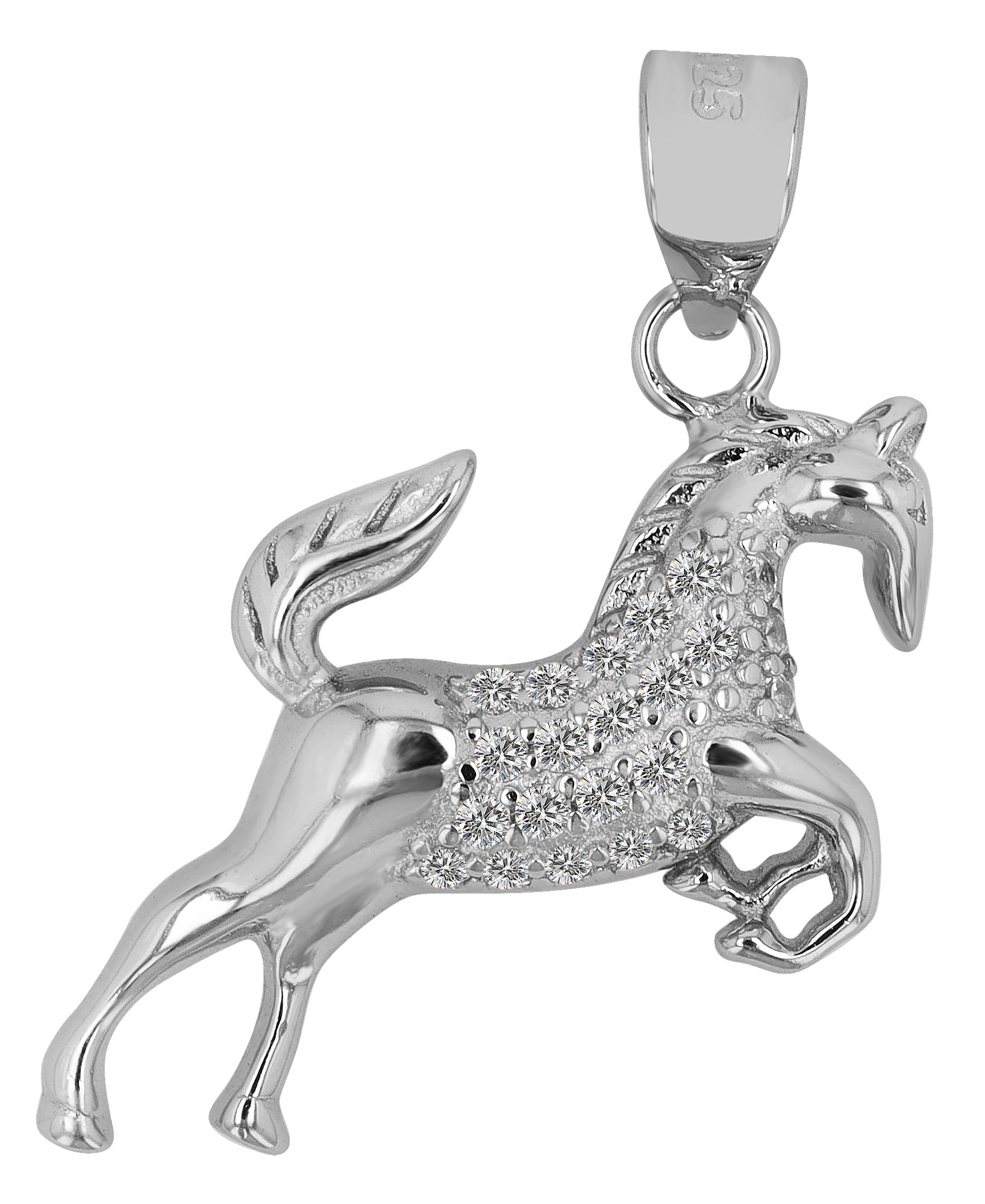 "Mistral" - Pferd Echt Silber Anhänger, rhodiniert