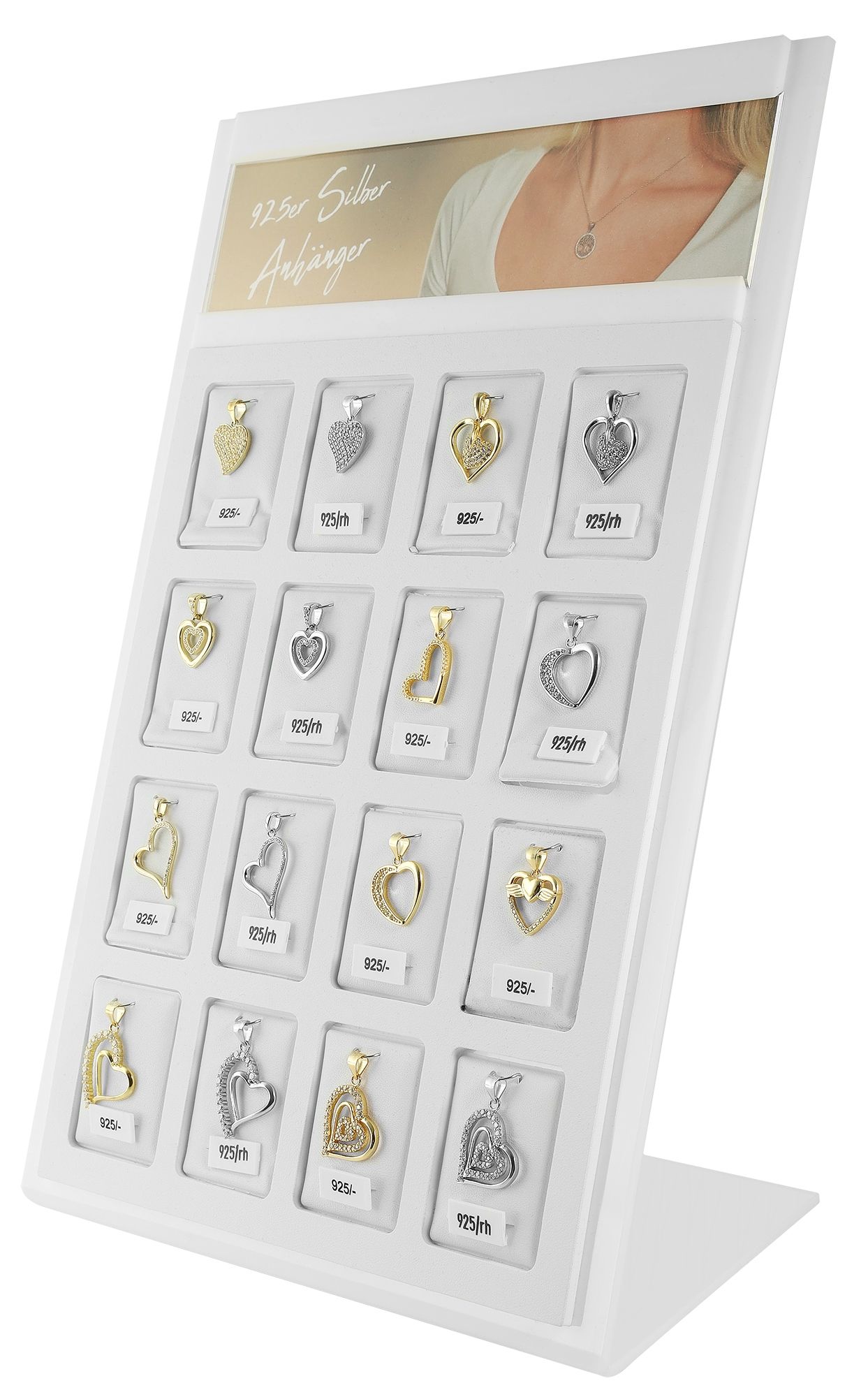 Schmuckdisplay aus Kunststoff in weiß 28,5 x 20,5 x 11 cm (für Schmuckkarten 7600034)