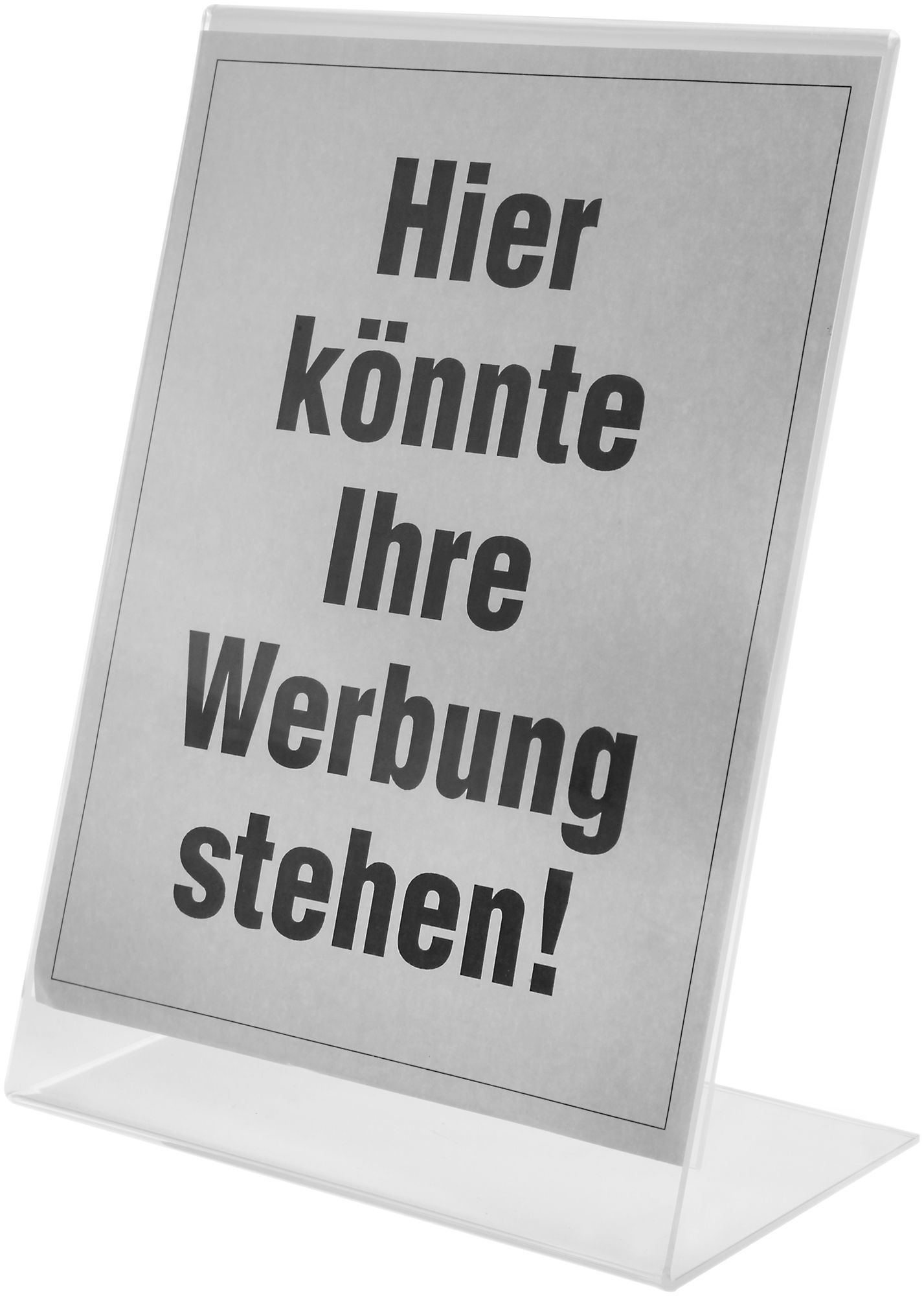 Werbeaufsteller, transparent, Hochformat, DIN A5, 21,5 cm x 15 cm x 8,5 cm
