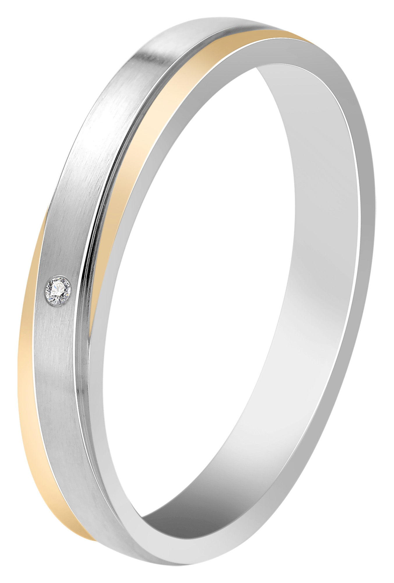 Akzent Damen-Partnerring, Edelstahl, Similibesatz, bicolor, Gr. 50