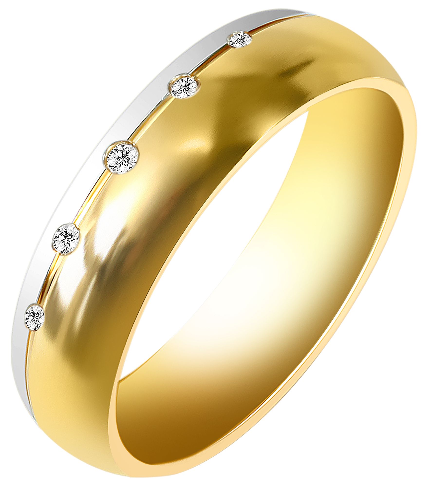 Akzent Damen-Partnerring, Edelstahl, Similibesatz, bicolor, Gr. 48