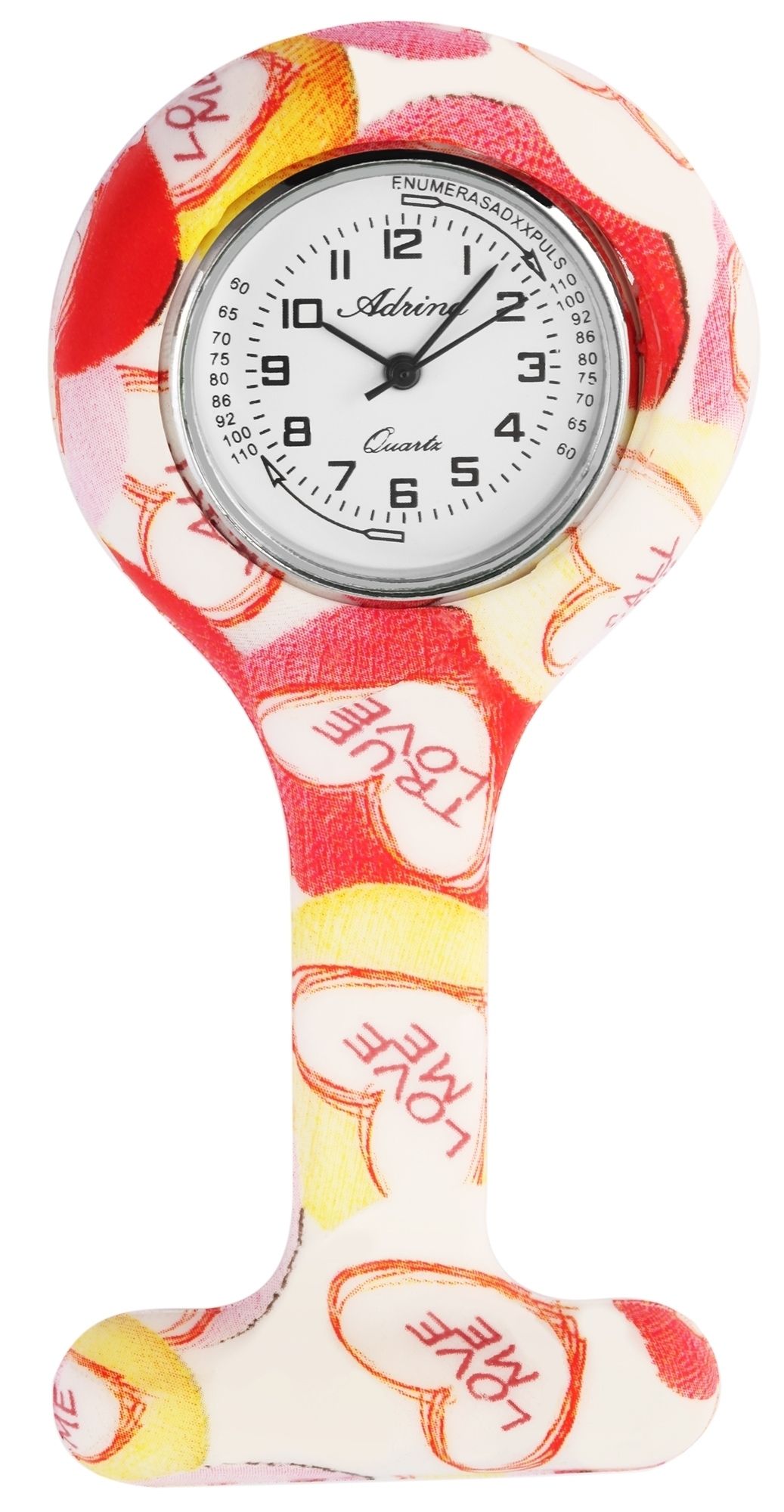 Adrina Krankenschwesteruhr aus Silikon mit Herzmotiven