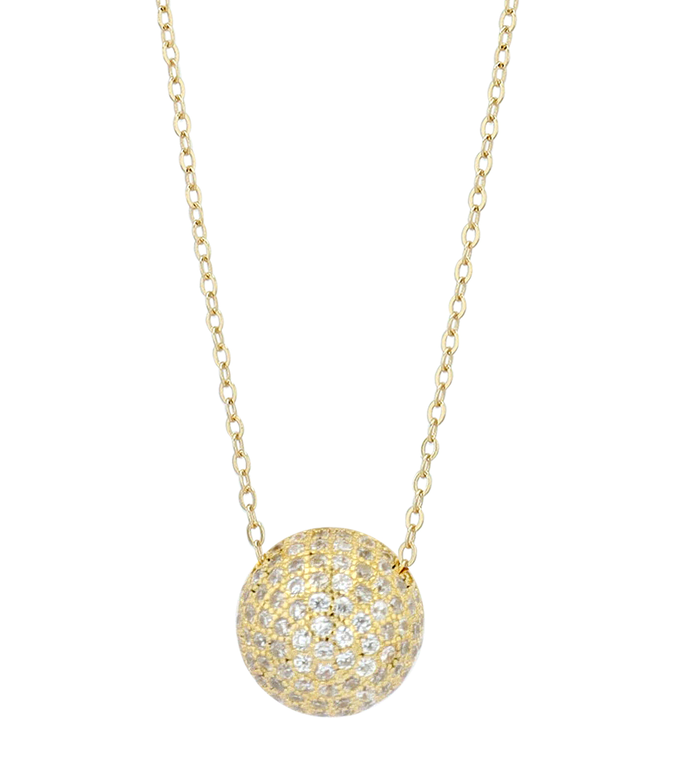 "Feria" 925/- Echt Silber Kette mit Anhänger - Kugel Ø 8 mm, Zirkonia  vergoldet