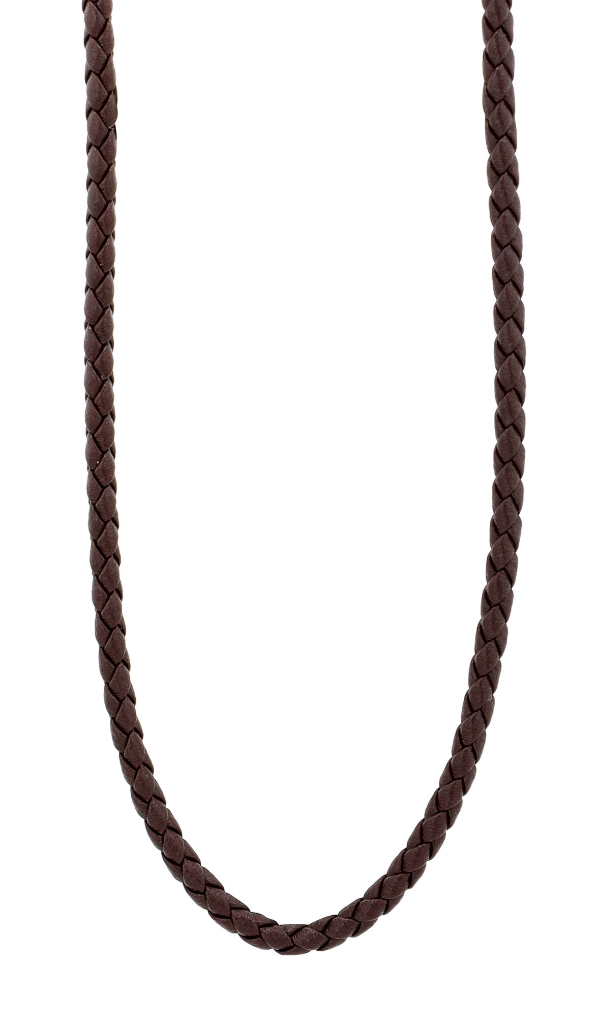 "Caim", Echtleder Halskette, geflochten, braun, 50 cm