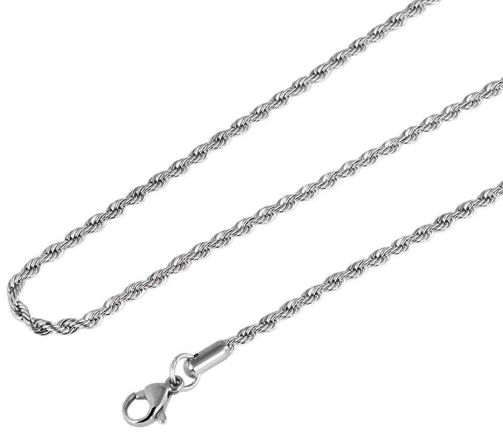 Akzent Kordelkette aus Edelstahl, silberfarbig, Stärke 2mm