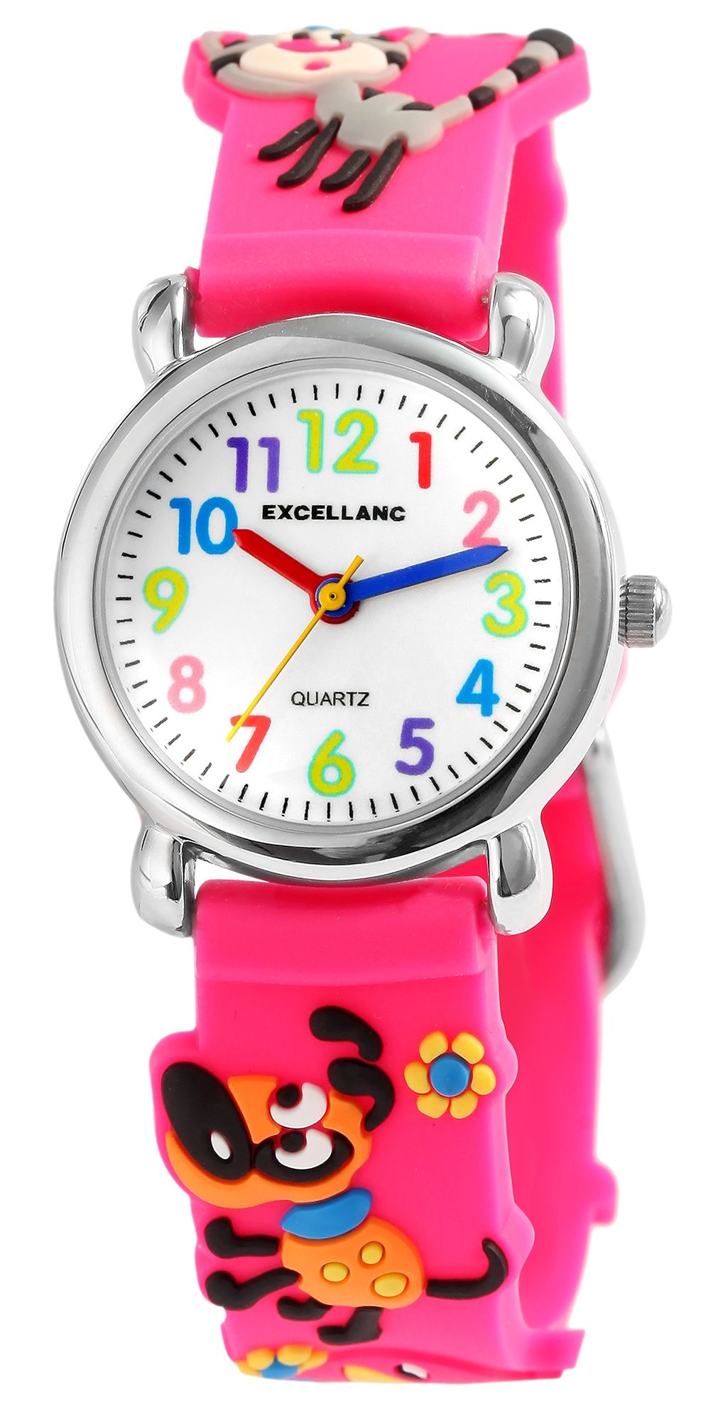 Excellanc Kinderarmbanduhr, Silikonarmband, silberfarben/pink