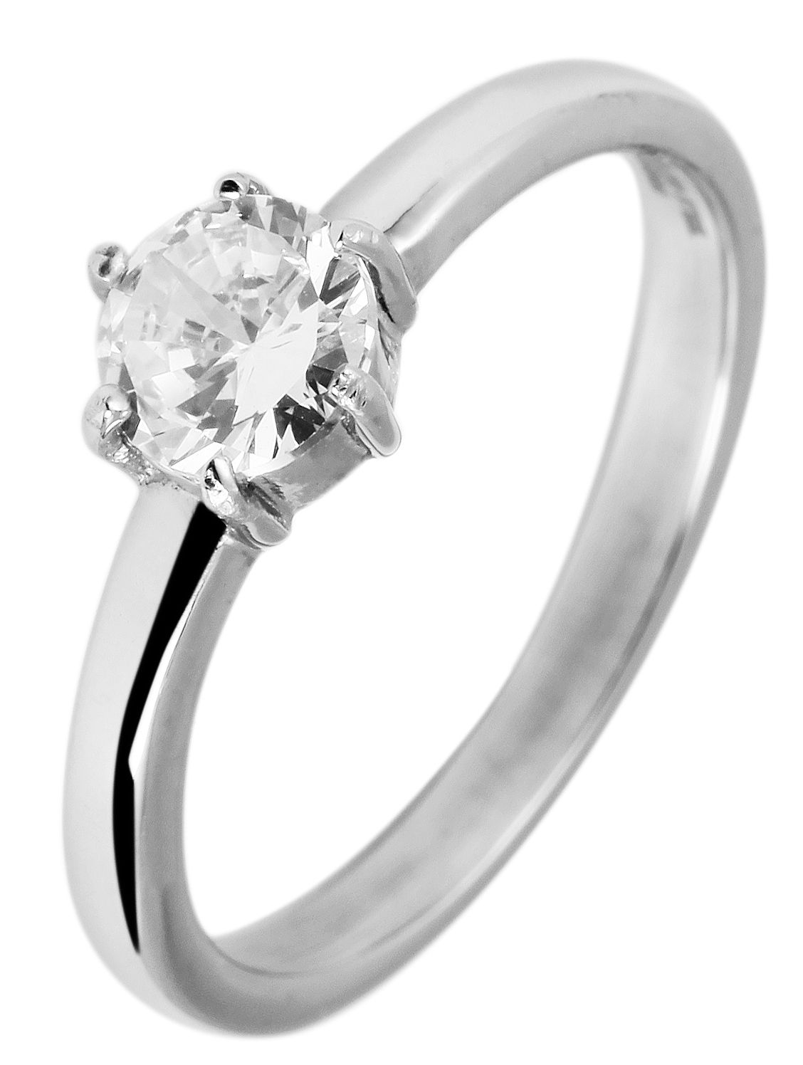 Akzent Damenring aus Edelstahl, Solitärring, Zirkoniastein, silberfarbig, Gr. 60