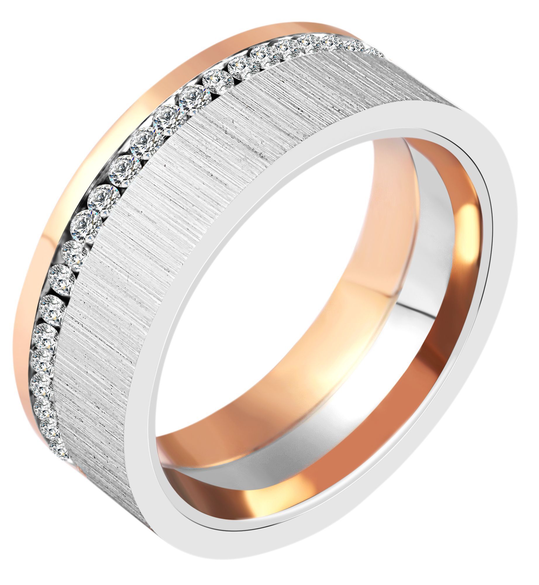 Akzent Damen Partnerring Gr 60 aus Edelstahl, bicolor (silberfarben/ roségoldfarben)