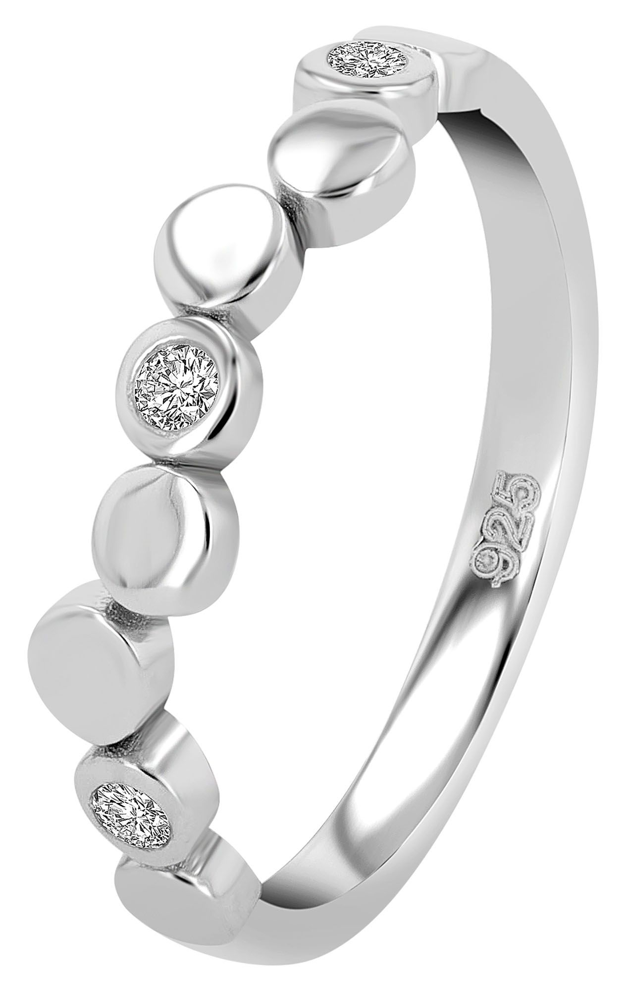 "Amie" 925/- Echt Silber Damenring, rhodiniert mit Zirkoniabesatz, Gr 54