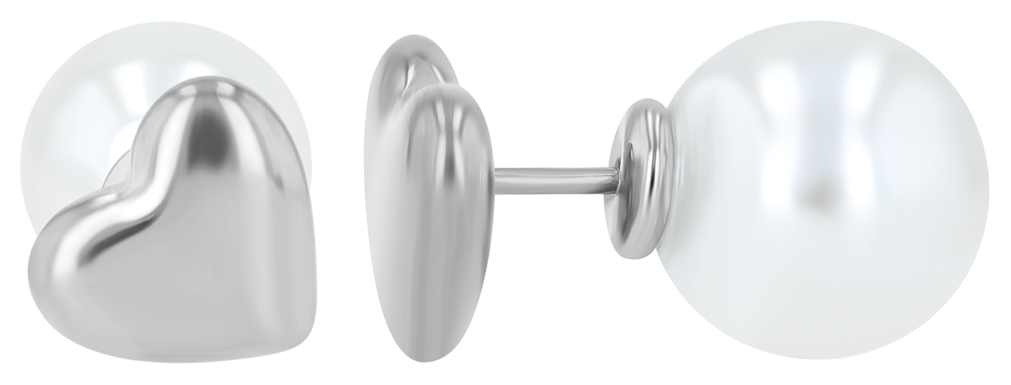 "Xabelle" doppelte Ohrstecker, Herz und Perle