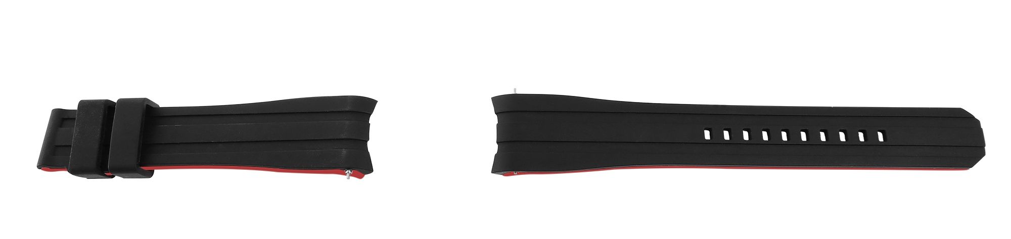 Schnellwechselarmband für Uhren, Silikon, Dornschließe, schwarz/rot, 20 mm