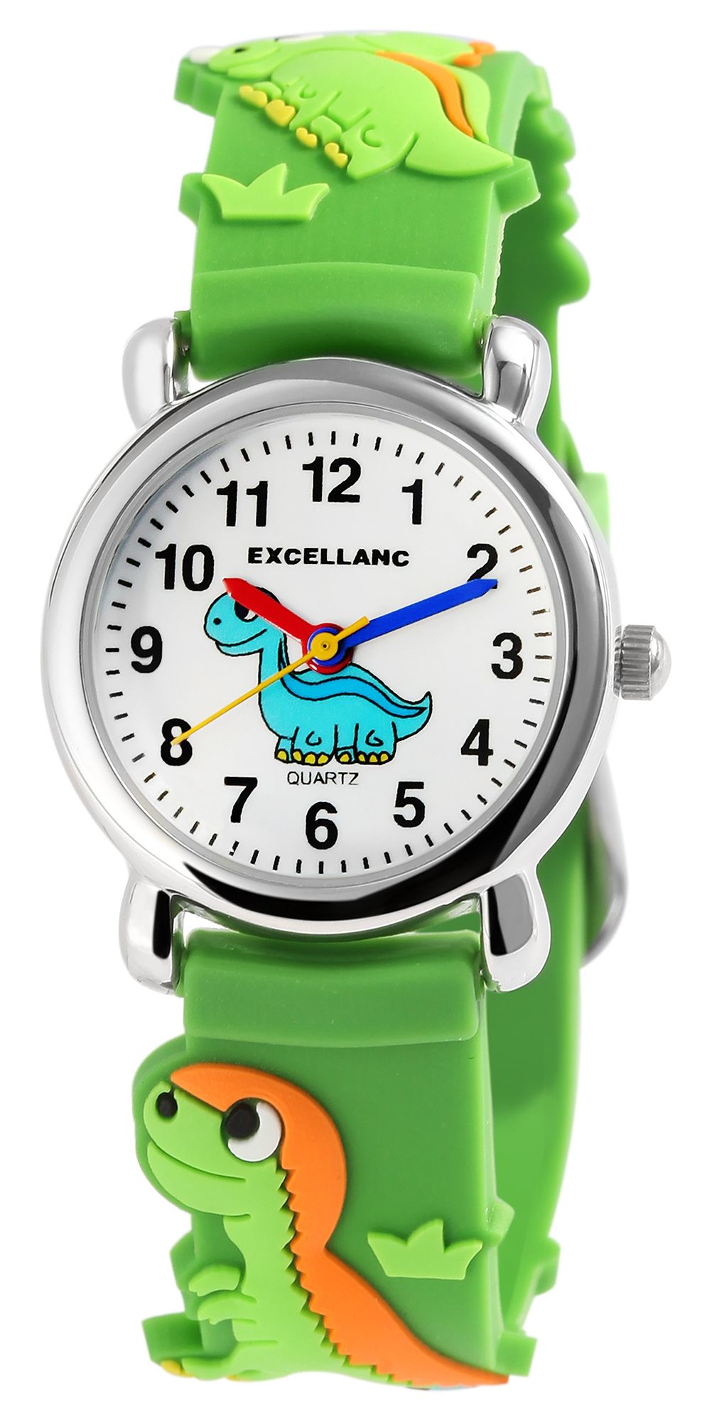 Excellanc Kinderarmbanduhr, Silikonarmband, silberfarben/grün