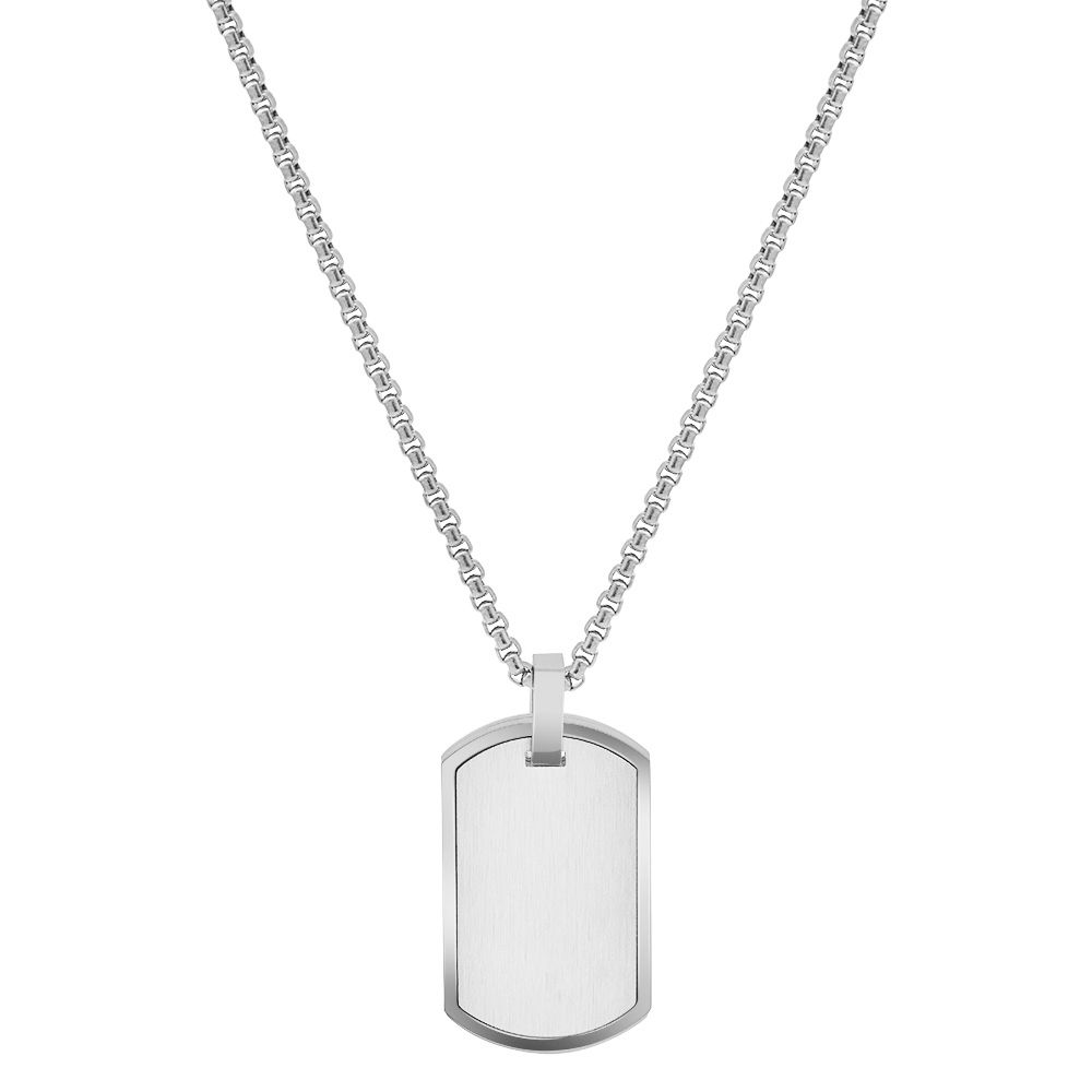 Akzent Edelstahlkette mit gravurfähigen Anhänger, matt/poliert, silberfarben