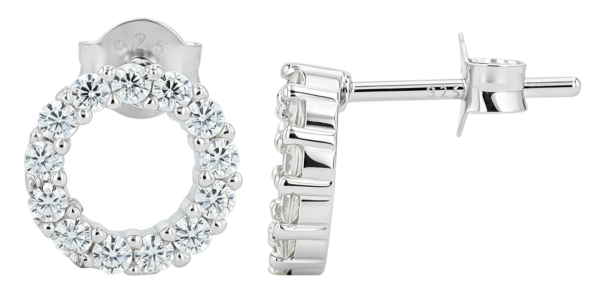 Sif Jakobs Jewellery 925/- Echt Silber Ohrstecker "Biella Uno Piccolo" Ø 10 mm, Zirkonia, rhod.