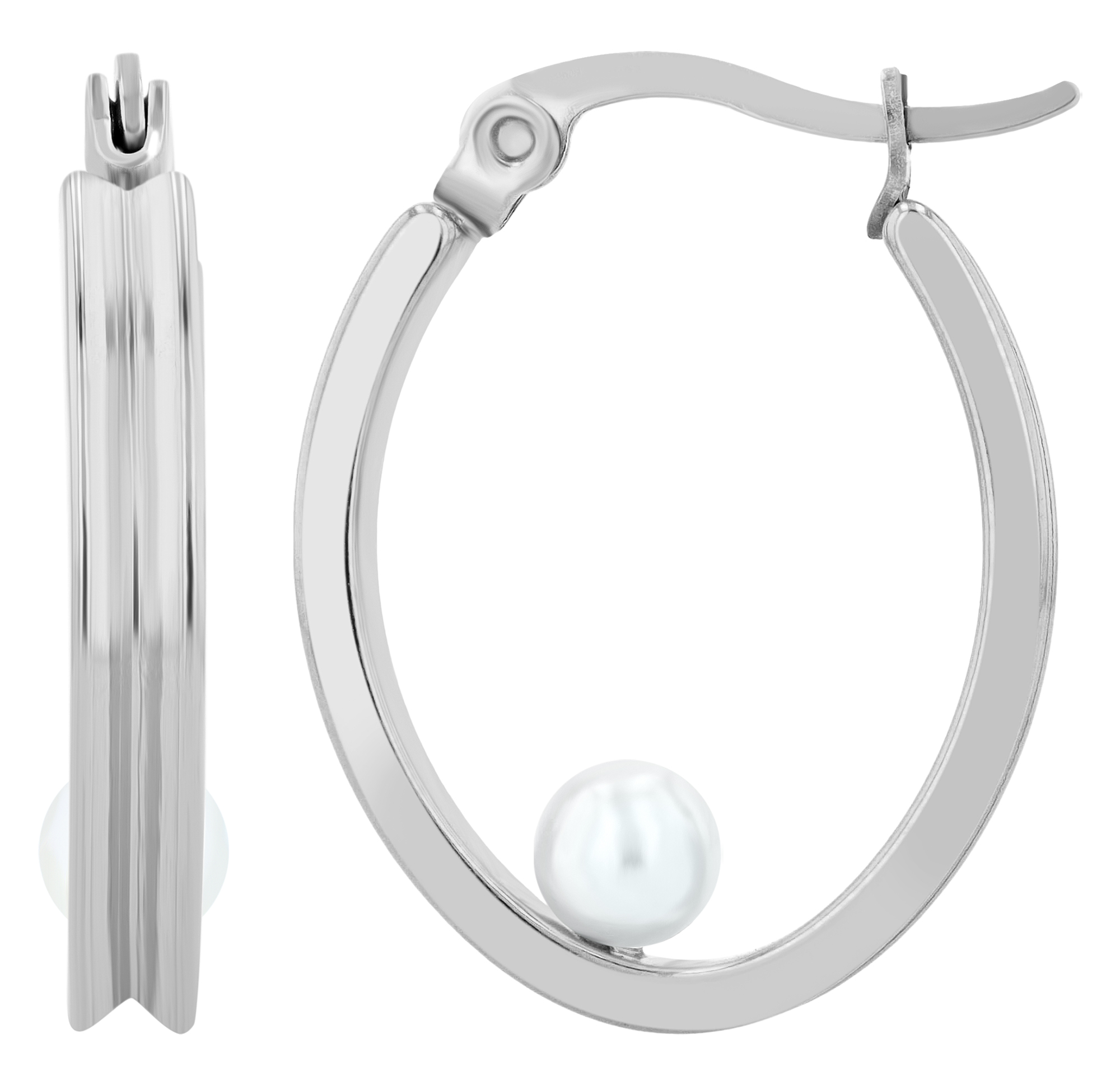 "Venke" Creole aus Edelstahl mit Perle, silberfarbig